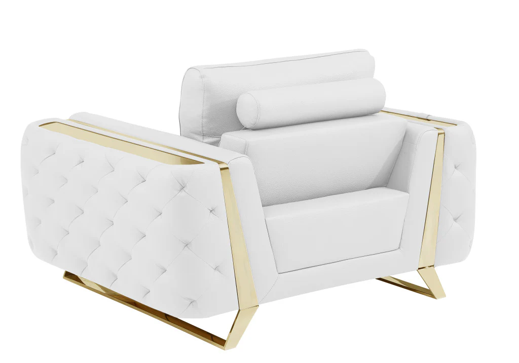 Three Piece White Genuine Leather Six Person Seating Set By Homeroots - Image 6