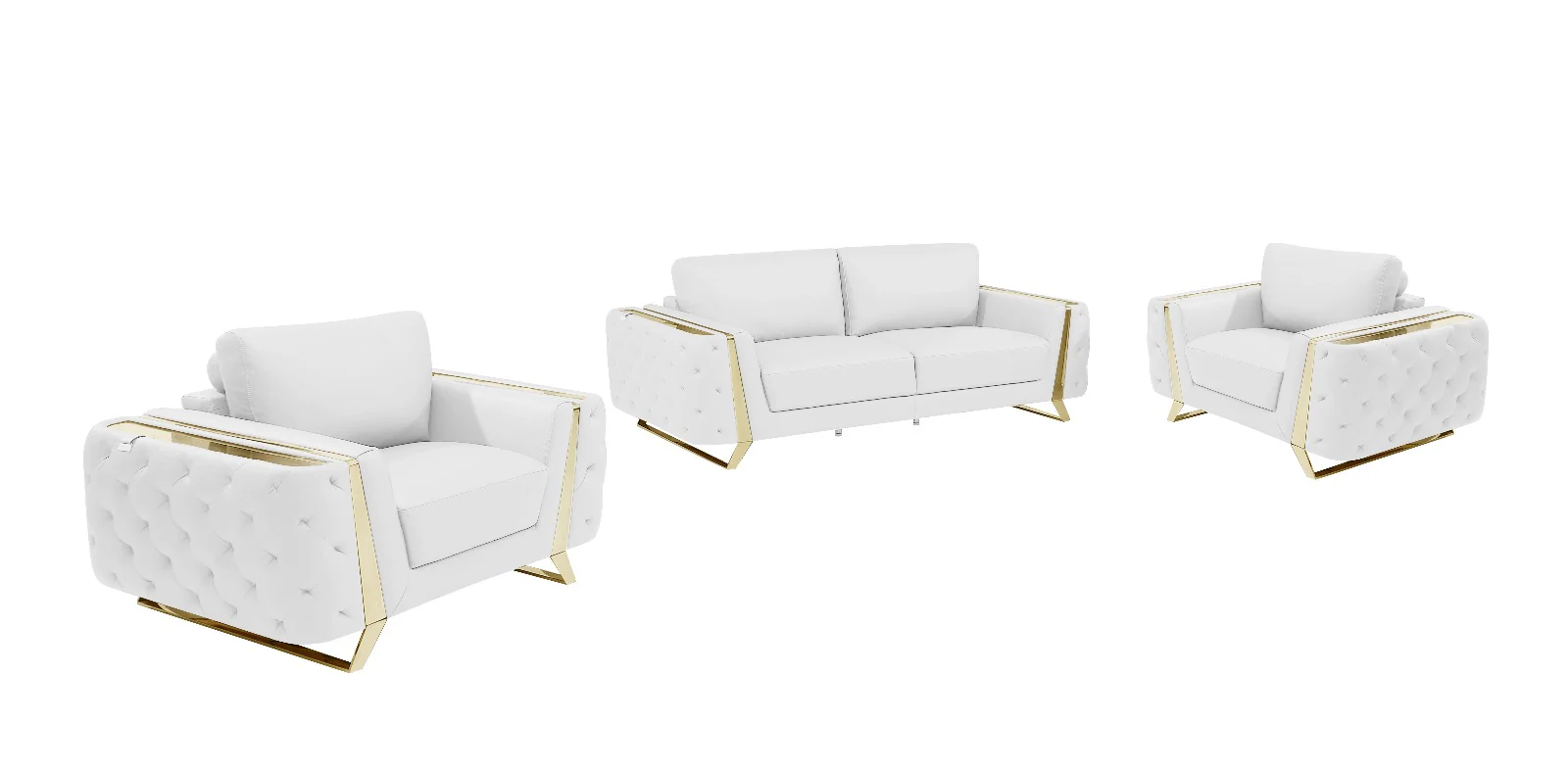 Three Piece White Genuine Leather Six Person Seating Set By Homeroots - Image 8