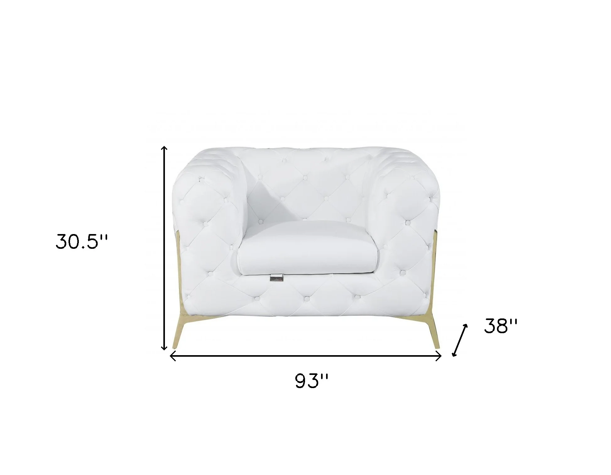 Three Piece White Italian Leather Five Person Seating Set By Homeroots - Image 7