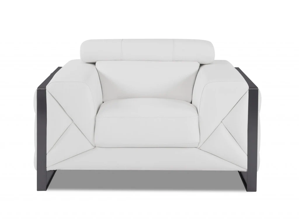 Three Piece White Italian Leather Six Person Seating Set By Homeroots - Image 3