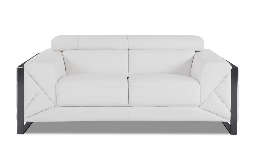 Three Piece White Italian Leather Six Person Seating Set By Homeroots - Image 4