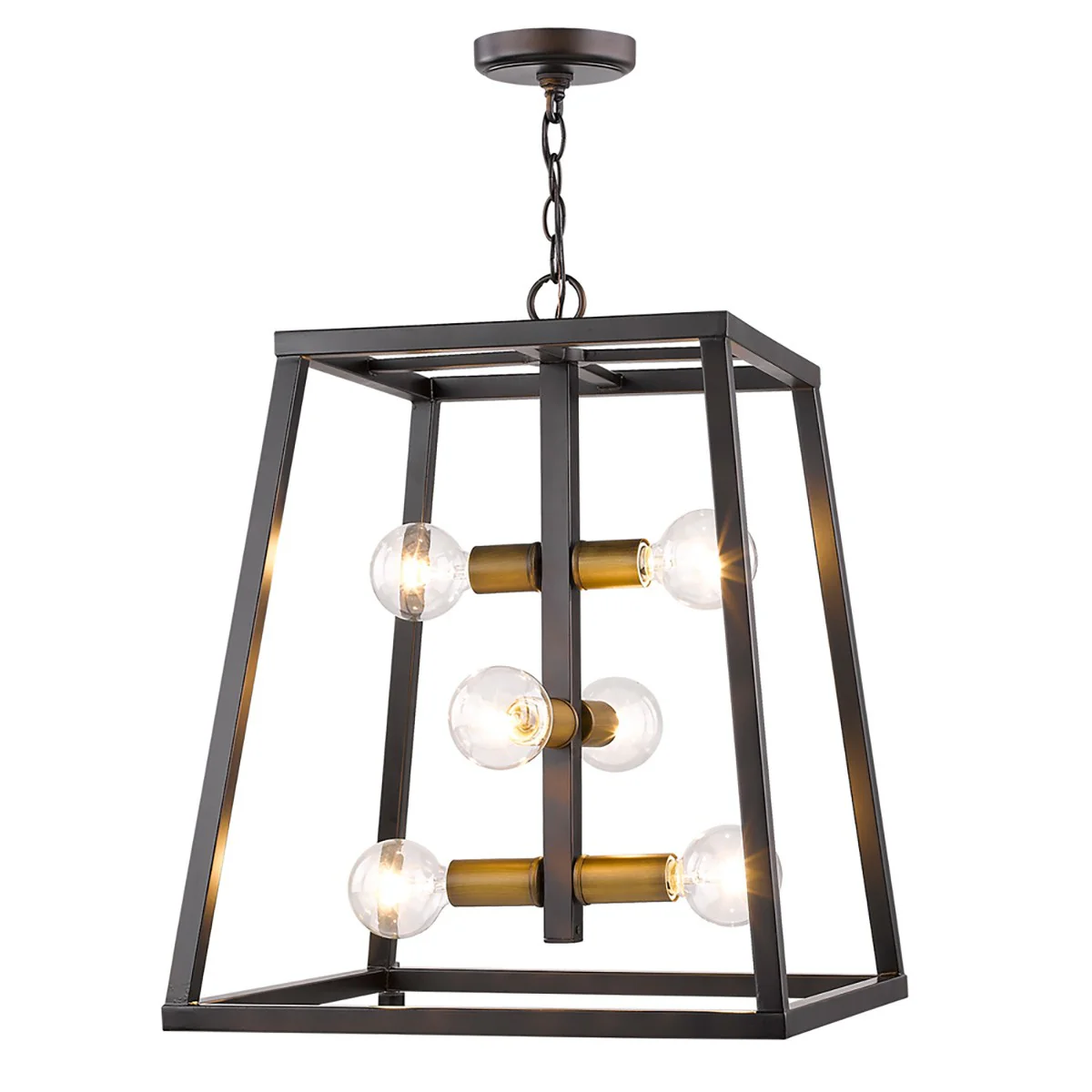 Tiberton 6-Light Oil-Rubbed Bronze Foyer Pendant With Antique Brass Sockets By Homeroots - Image 2