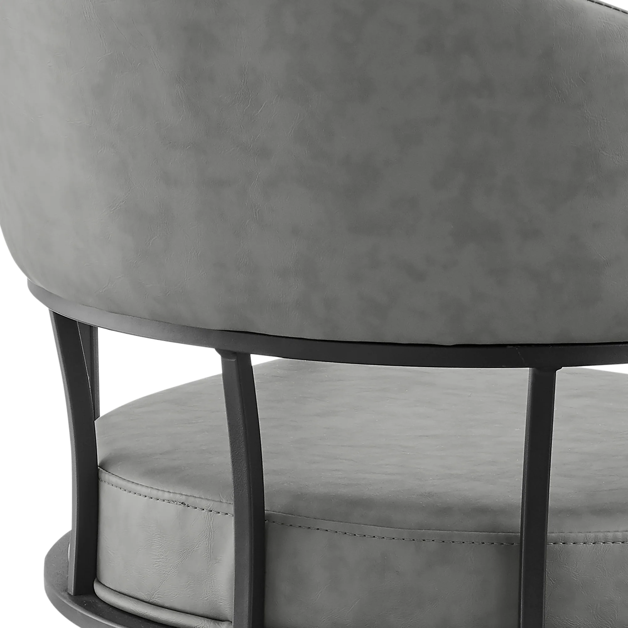 Tibet 5 Piece Dining Set with Round Glass Tabletop and Faux Leather Rolling Chairs By Armen Living - Image 11