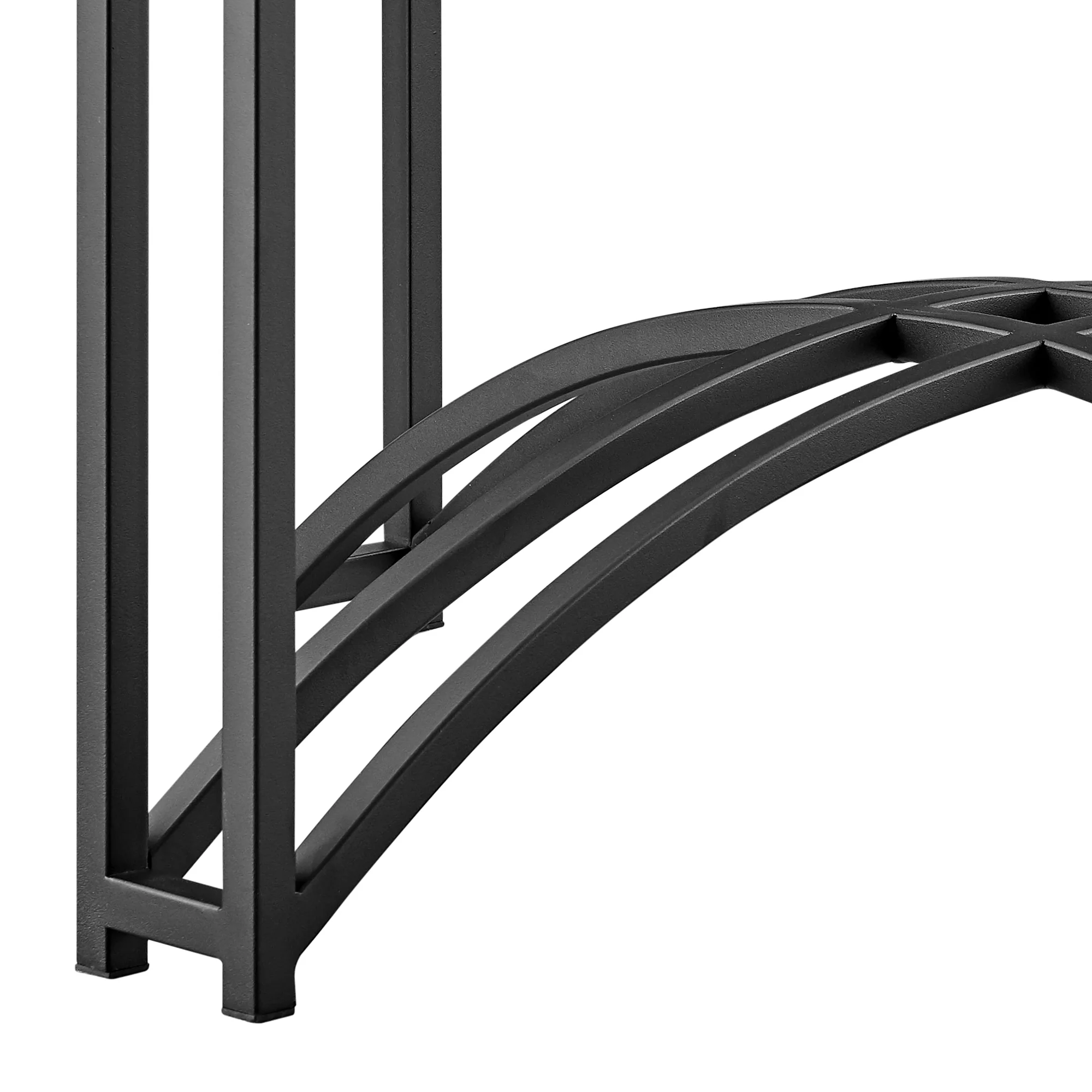 Tibet Contemporary Round Glass Dining Table with Matte Black Iron Base By Armen Living - Image 8