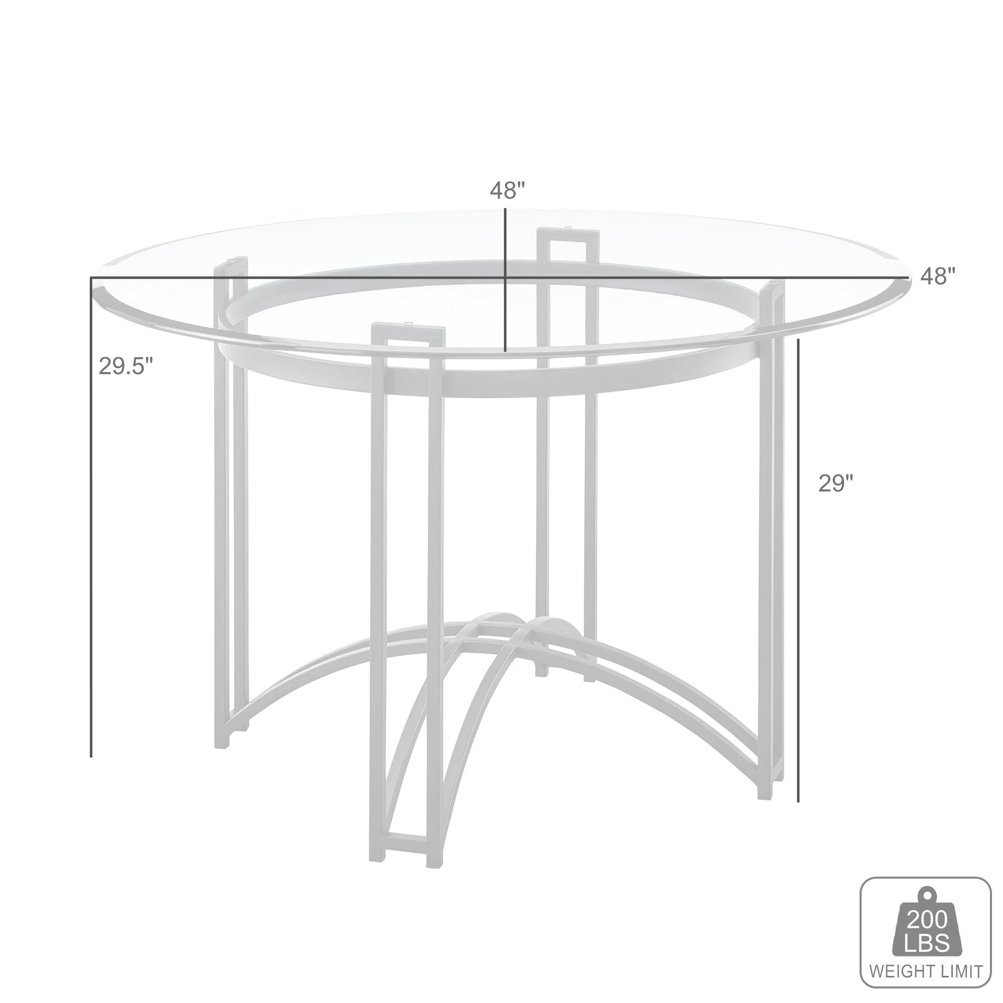 Tibet Contemporary Round Glass Dining Table with Matte Black Iron Base By Armen Living - Image 9