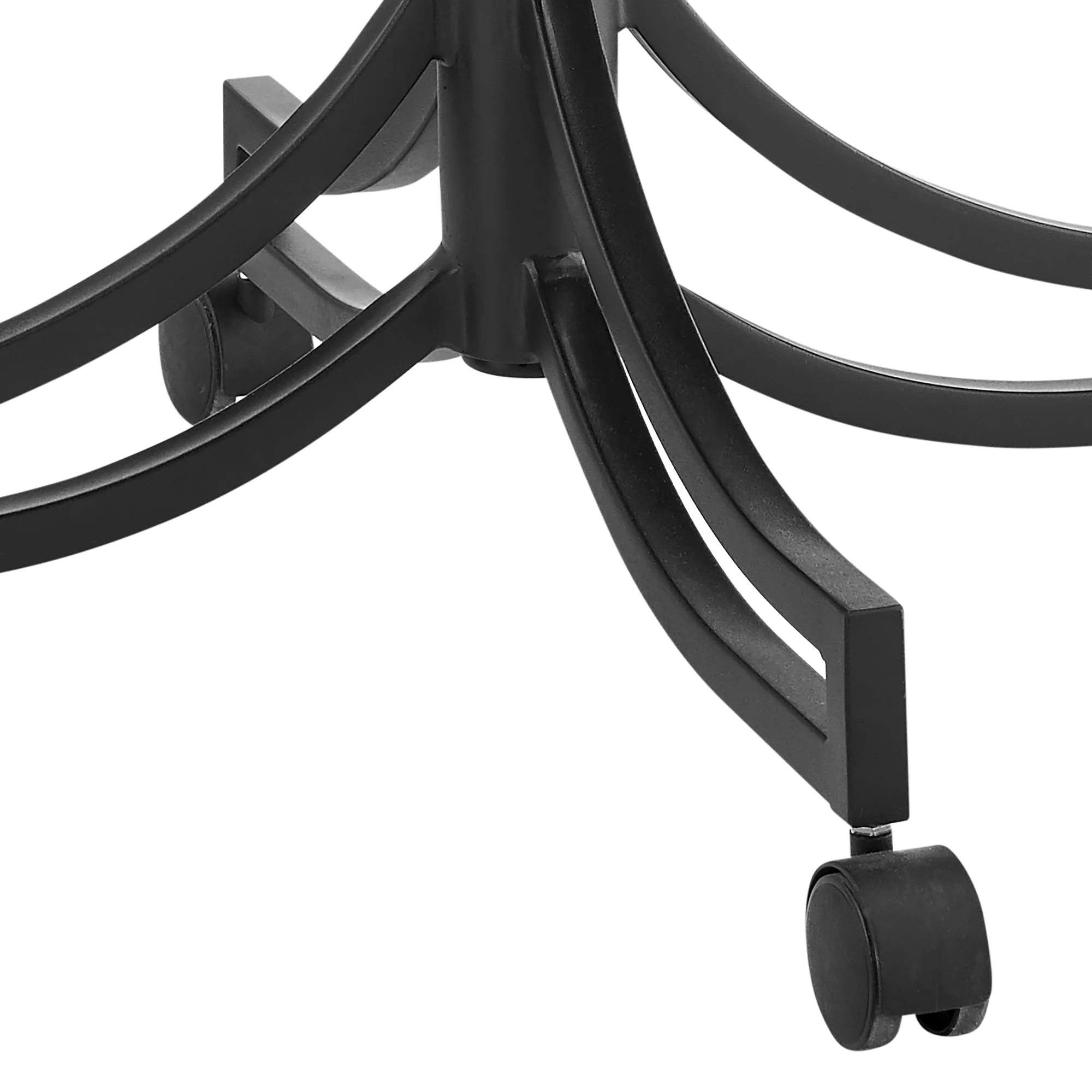 Tibet Swivel Tilt Rolling Dining Chair with Matte Black Iron and Vintage Gray Faux Leather By Armen Living - Image 10