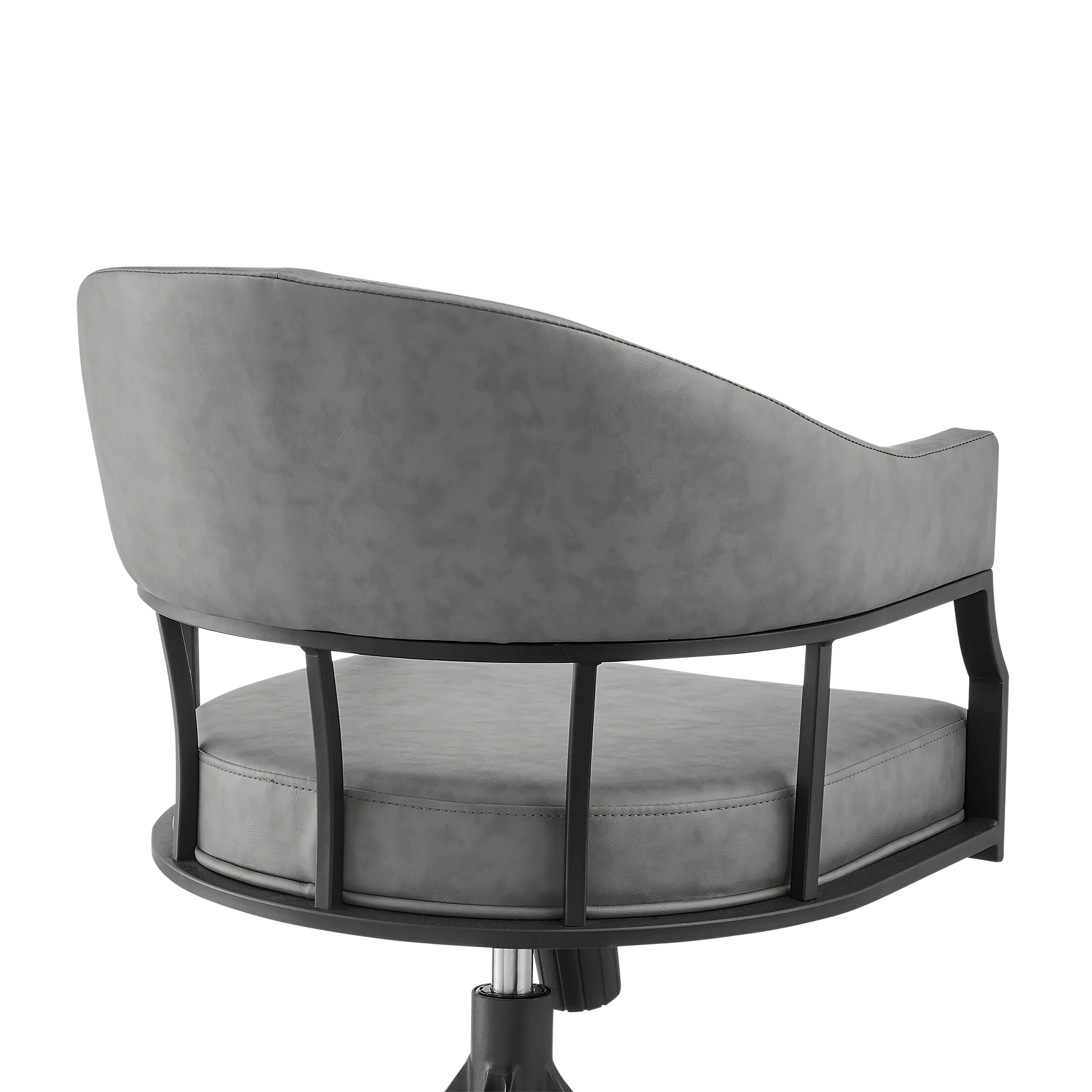 Tibet Swivel Tilt Rolling Dining Chair with Matte Black Iron and Vintage Gray Faux Leather By Armen Living - Image 7