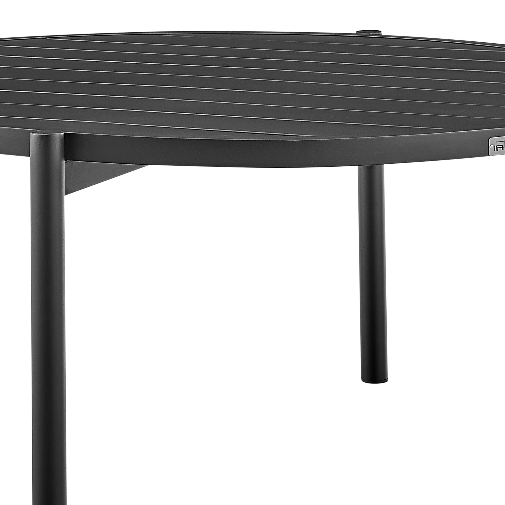 Tiffany Outdoor Patio Ruond Coffee Table in Black Aluminum By Armen Living - Image 3