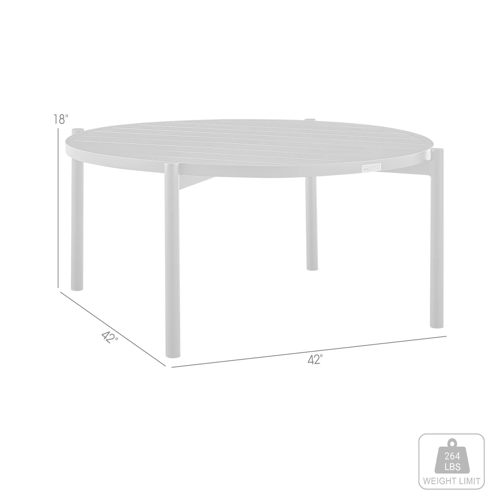 Tiffany Outdoor Patio Ruond Coffee Table in Black Aluminum By Armen Living - Image 7