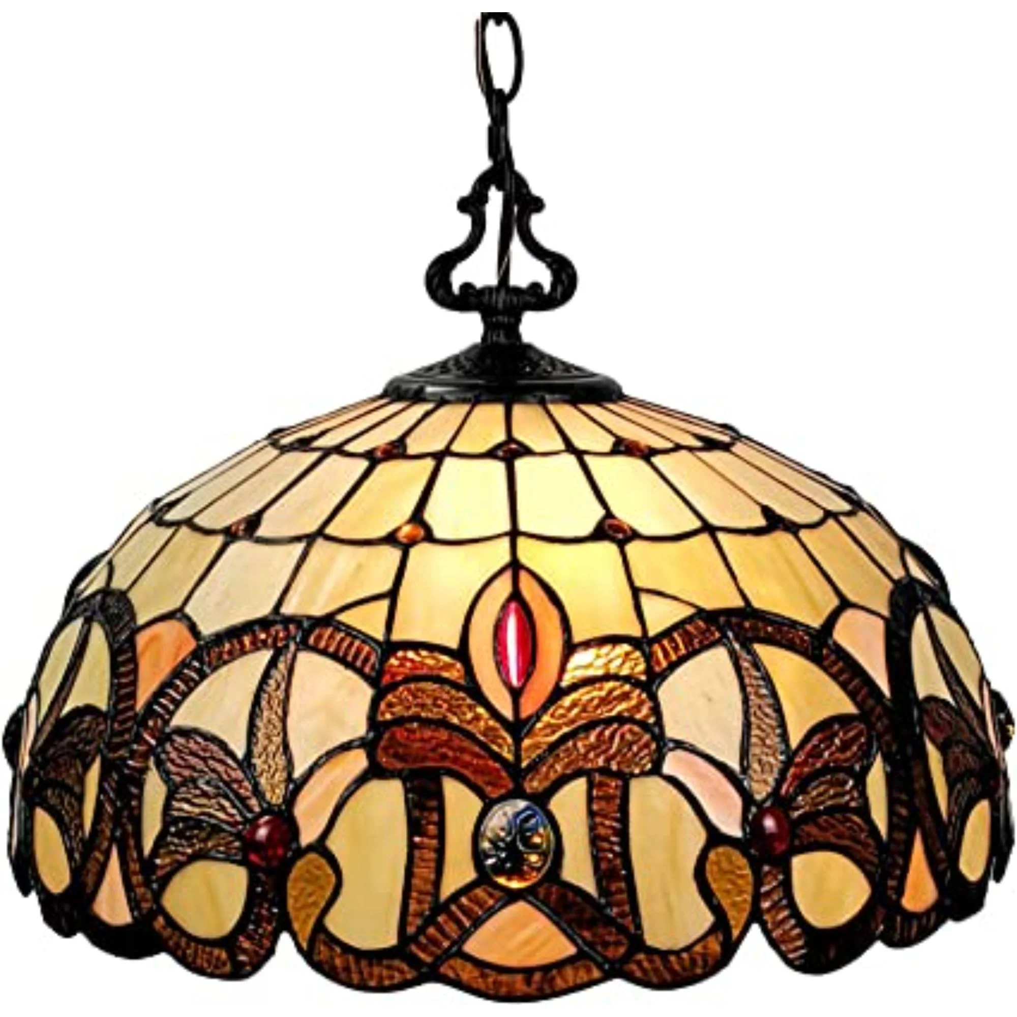 Tiffany Style Stained Glass Two Light Glass Dimmable Ceiling Light By Homeroots - Image 2