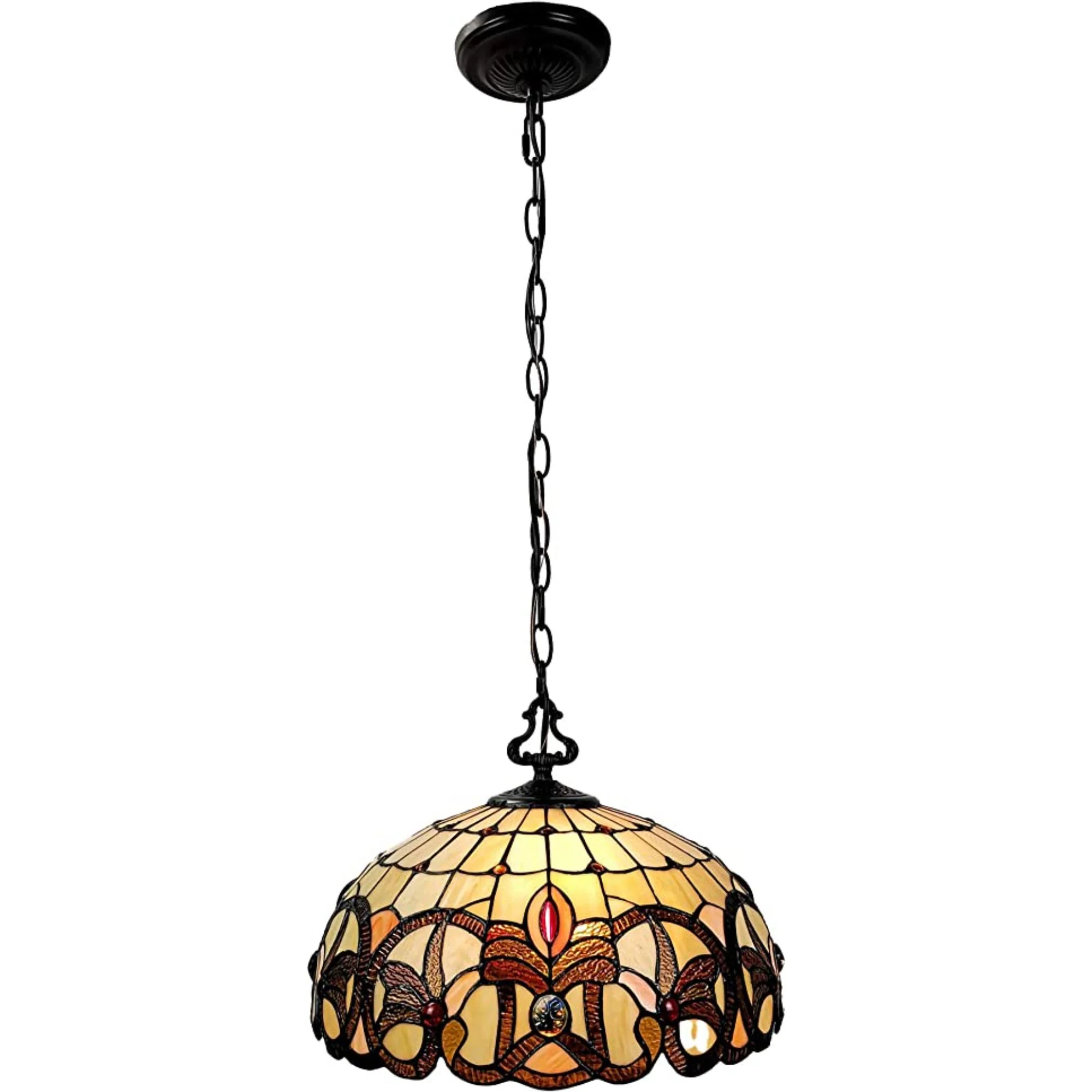 Tiffany Style Stained Glass Two Light Glass Dimmable Ceiling Light By Homeroots - Image 3