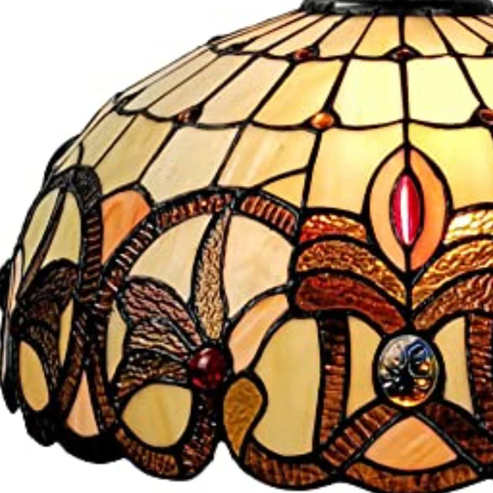Tiffany Style Stained Glass Two Light Glass Dimmable Ceiling Light By Homeroots - Image 5
