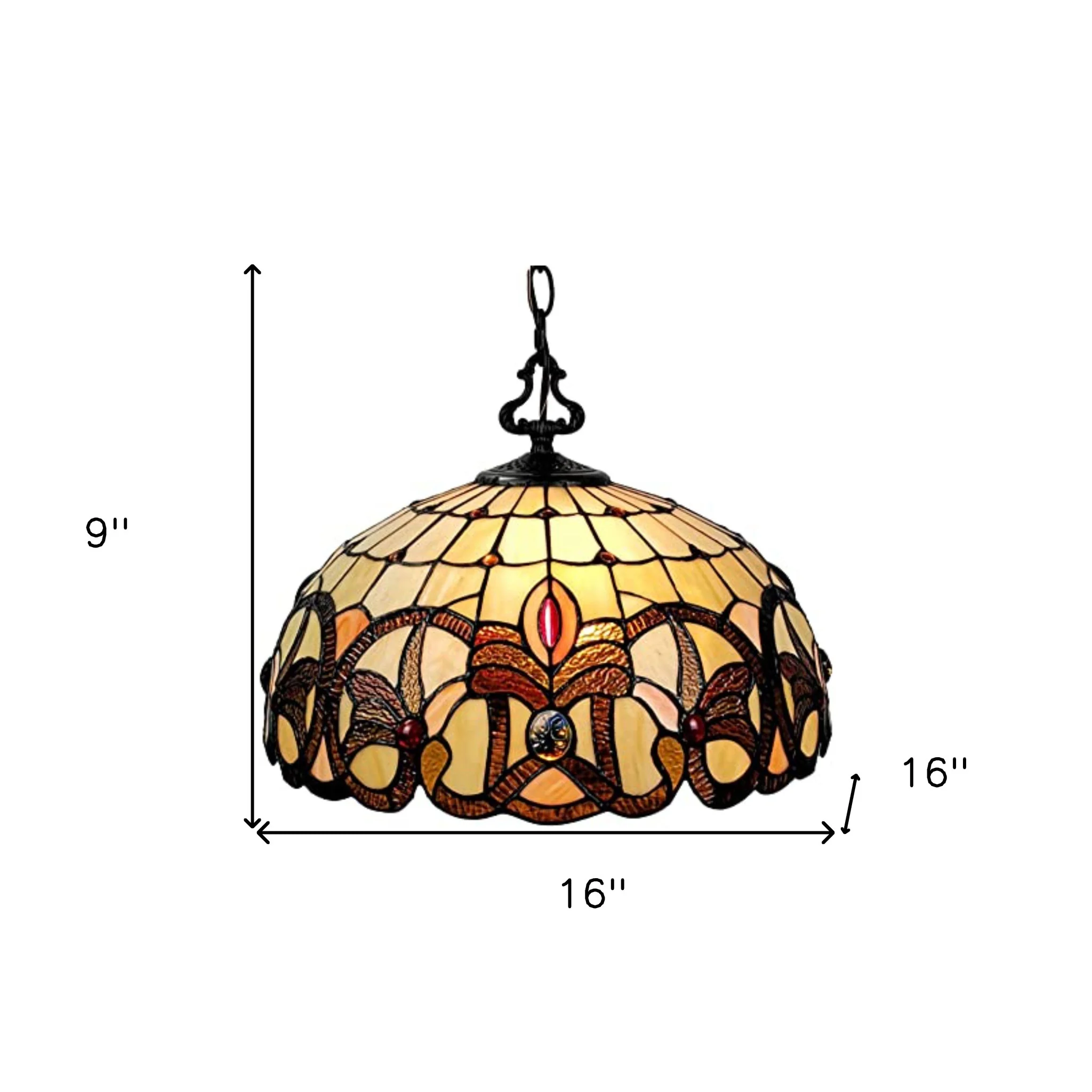 Tiffany Style Stained Glass Two Light Glass Dimmable Ceiling Light By Homeroots - Image 6
