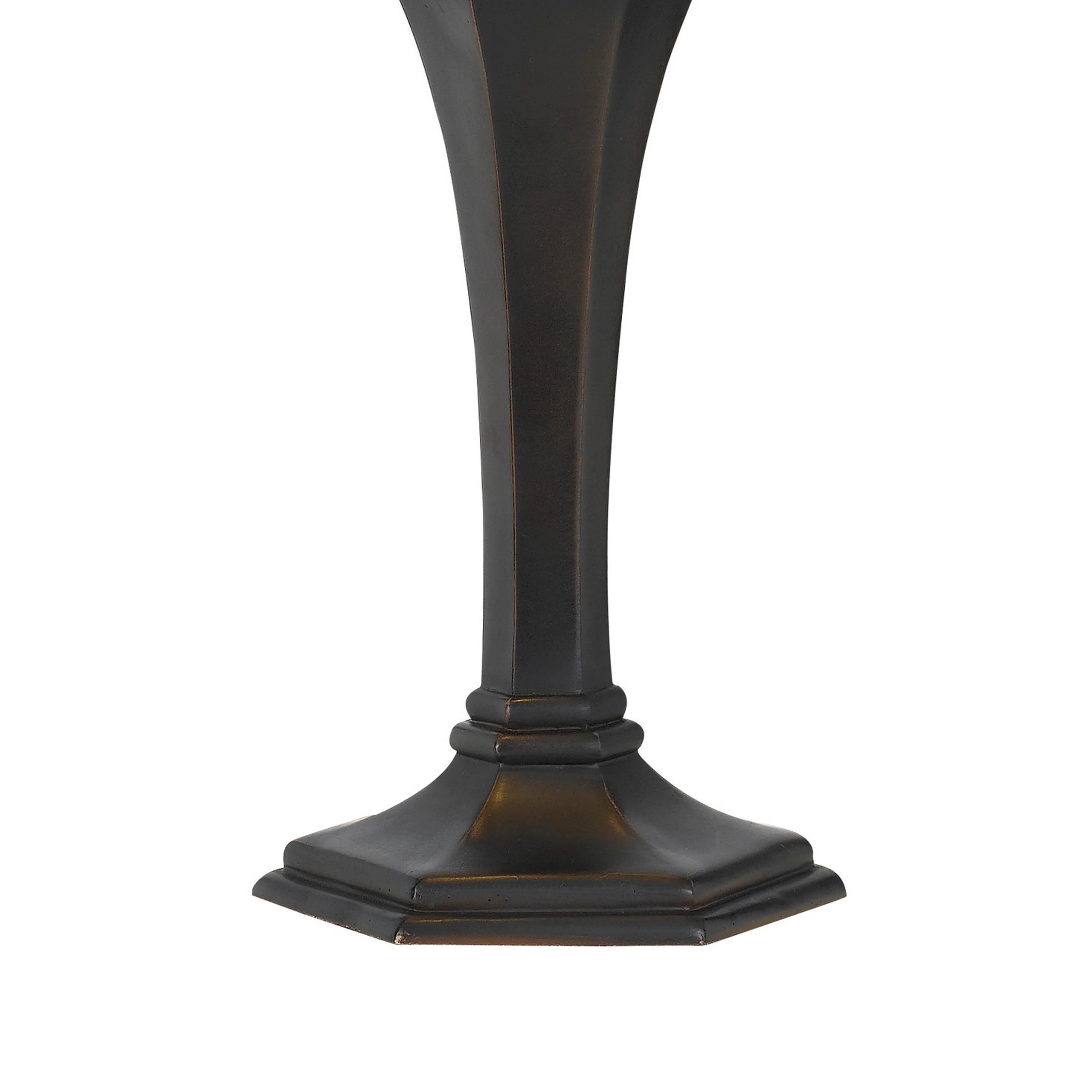 Tiffany Table Lamp With 2 Pull Switches And Resin Pedestal Body, Bronze By Benzara - Image 3