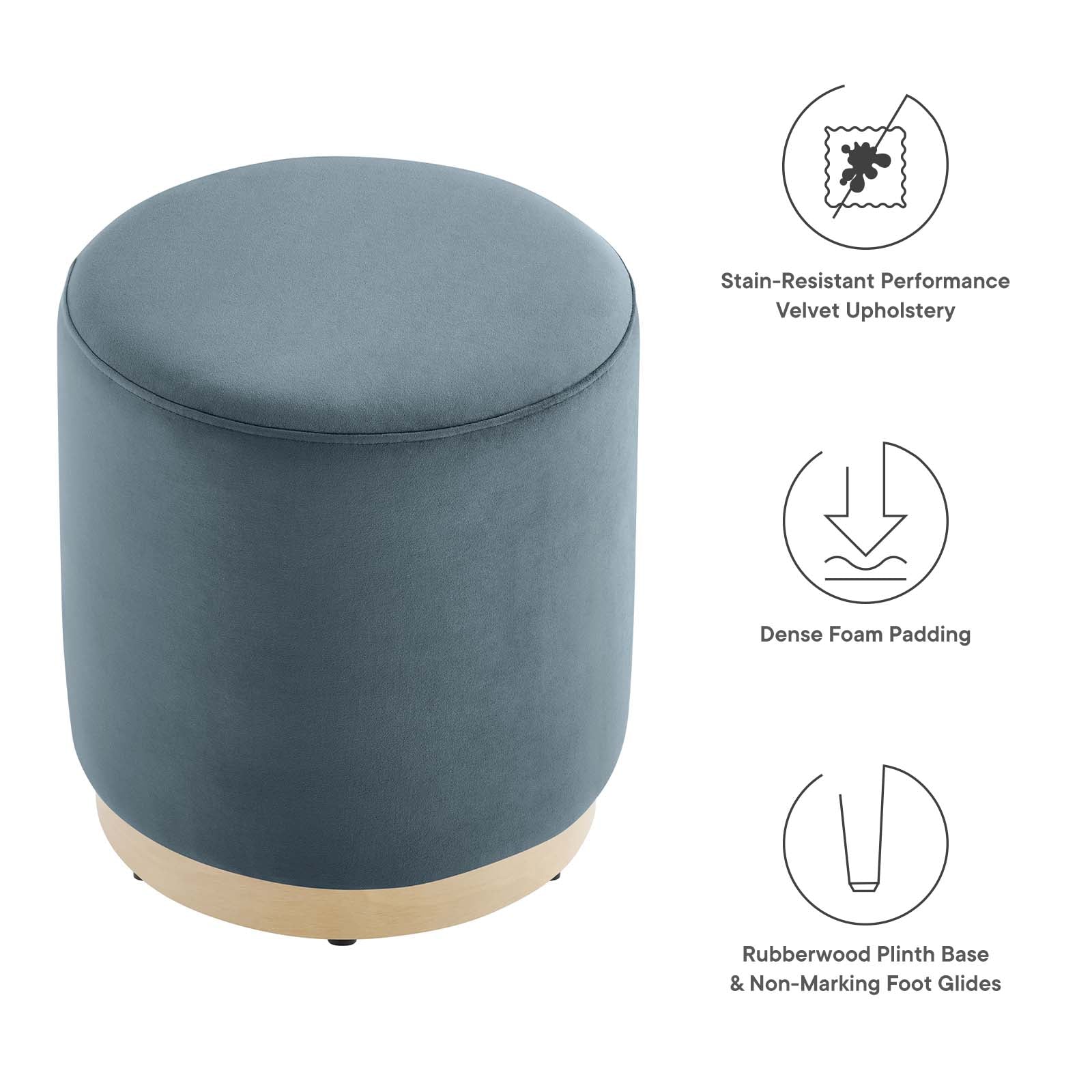Tilden 16" Round Performance Velvet Upholstered Ottoman By Modway - EEI-6652 - Image 13