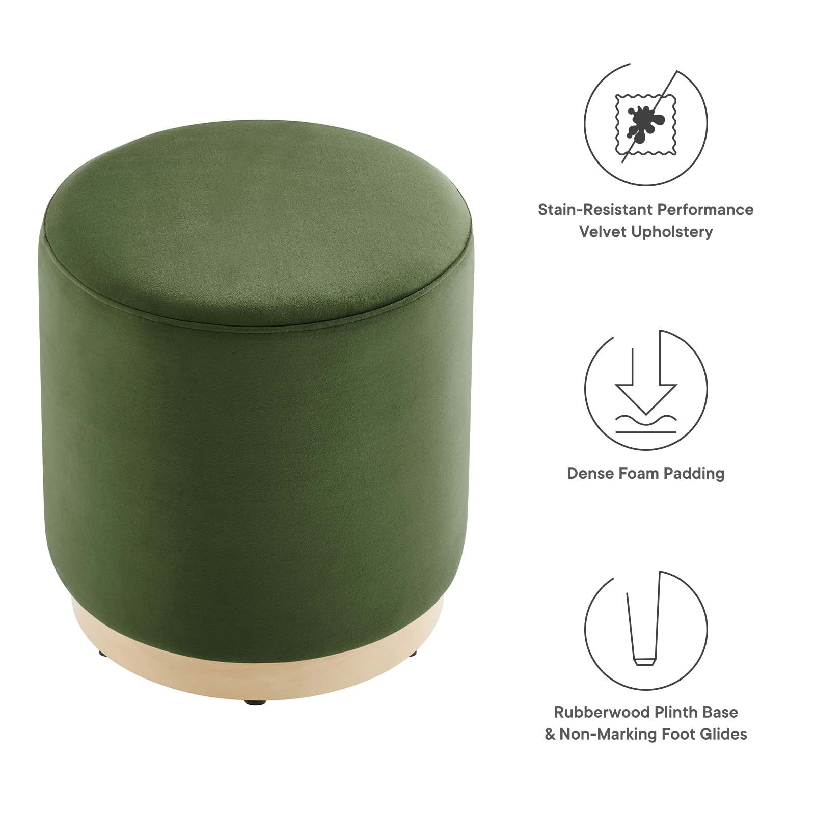 Tilden 16" Round Performance Velvet Upholstered Ottoman By Modway - EEI-6652 - Image 21