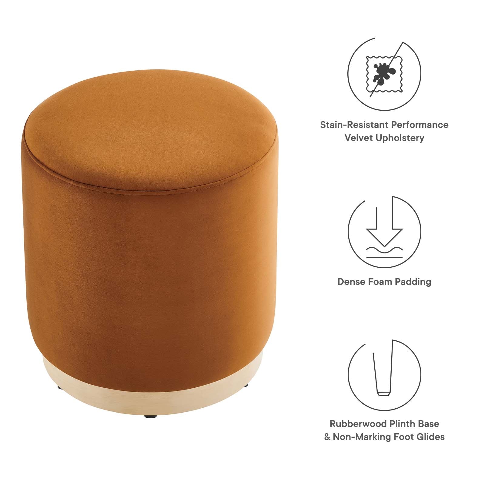 Tilden 16" Round Performance Velvet Upholstered Ottoman By Modway - EEI-6652 - Image 29