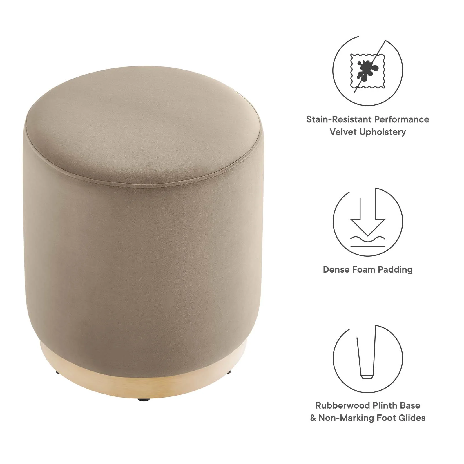 Tilden 16" Round Performance Velvet Upholstered Ottoman By Modway - EEI-6652 - Image 37