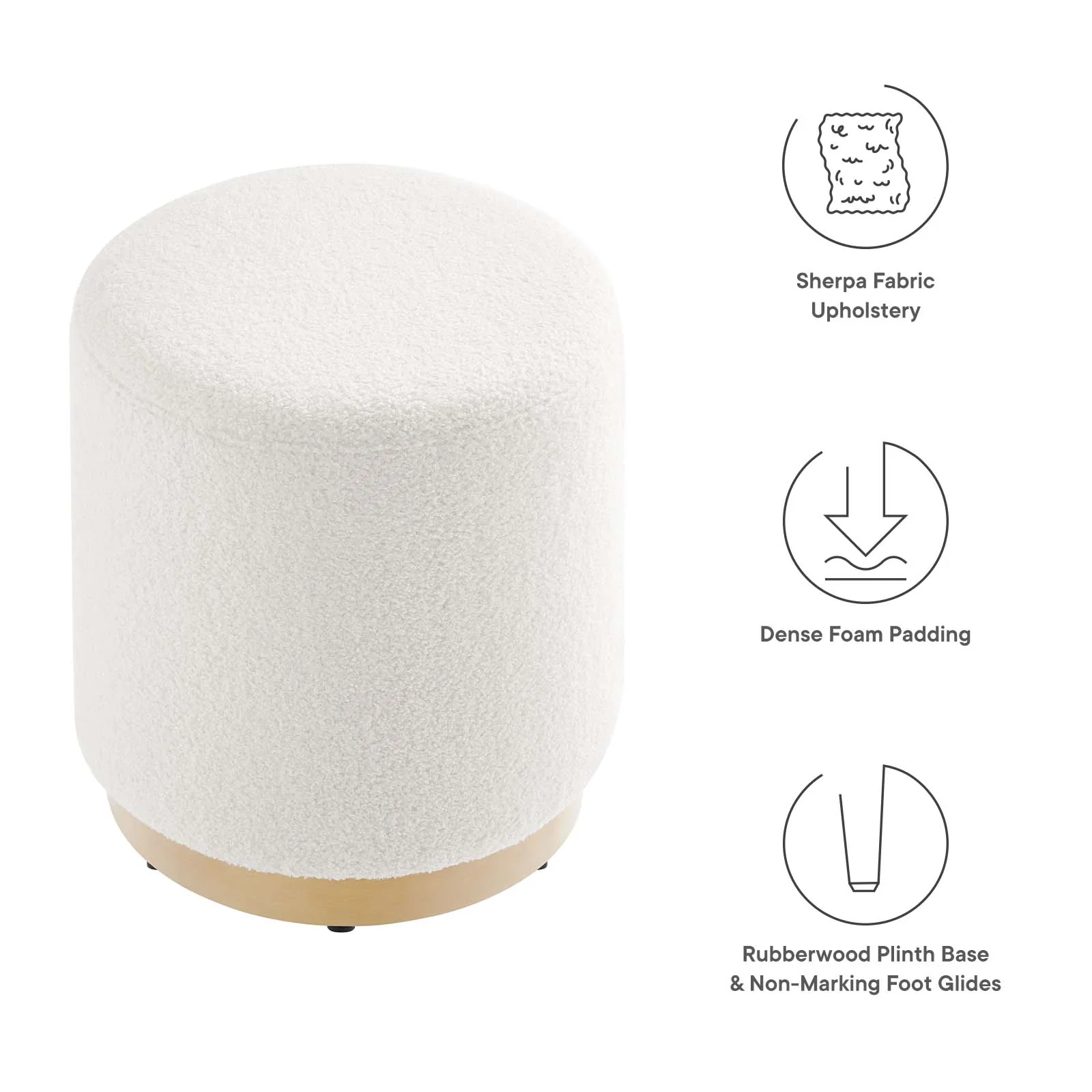 Tilden 16" Round Sherpa Upholstered Ottoman By Modway - EEI-6653 - Image 13