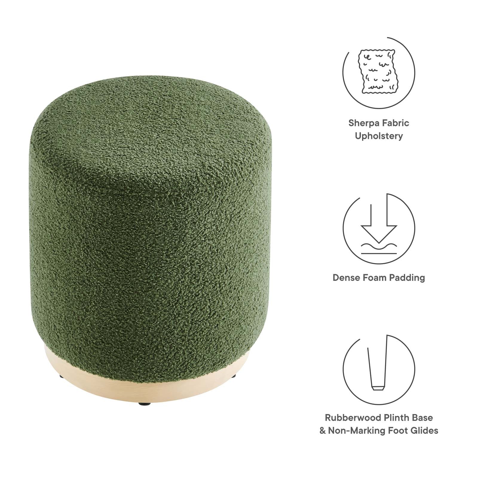 Tilden 16" Round Sherpa Upholstered Ottoman By Modway - EEI-6653 - Image 21