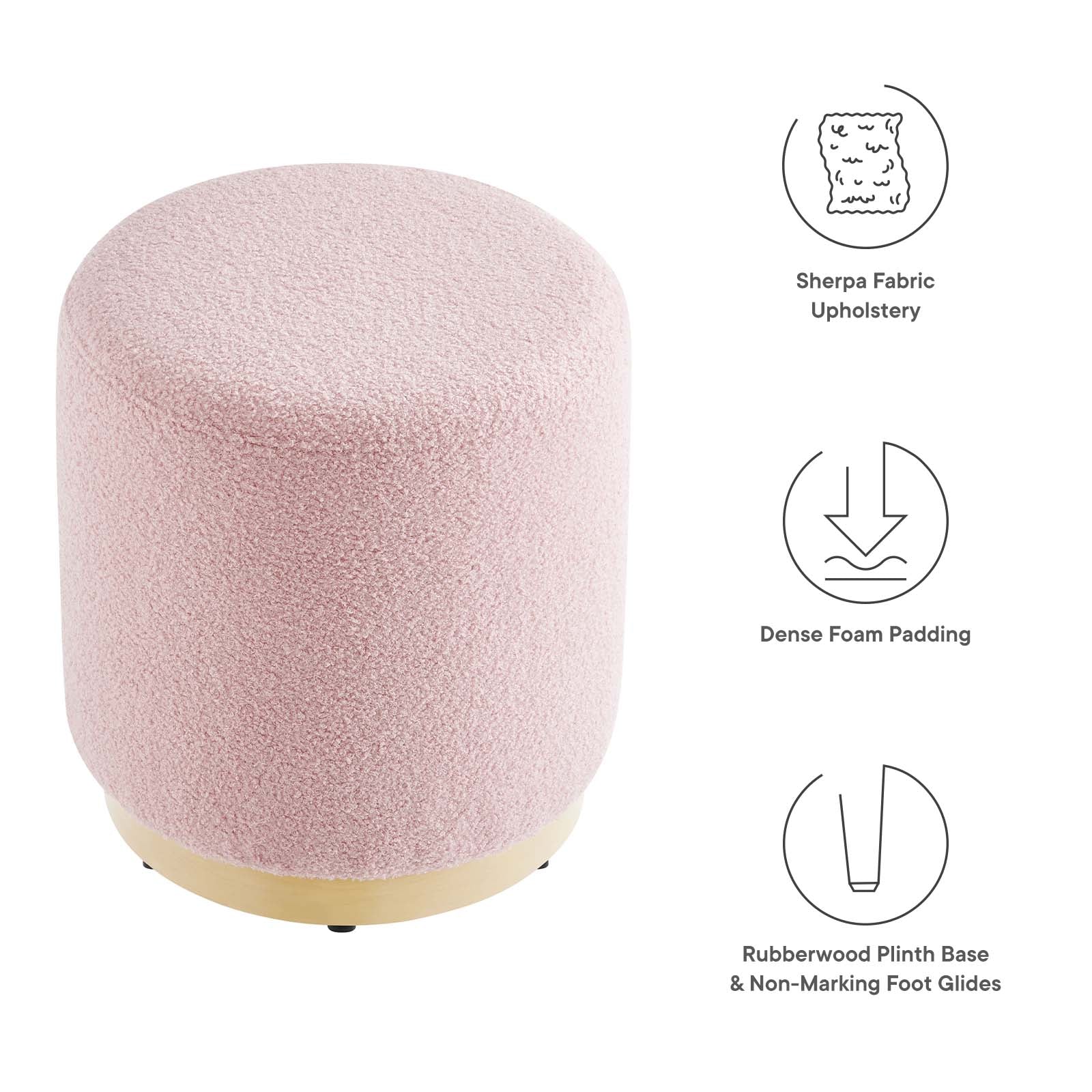 Tilden 16" Round Sherpa Upholstered Ottoman By Modway - EEI-6653 - Image 6