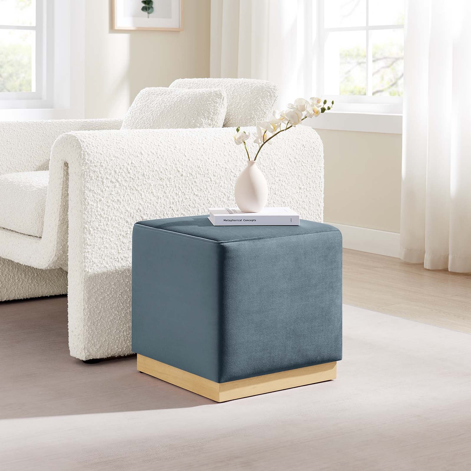 Tilden 17" Square Performance Velvet Upholstered Ottoman By Modway - EEI-6640 - Image 16