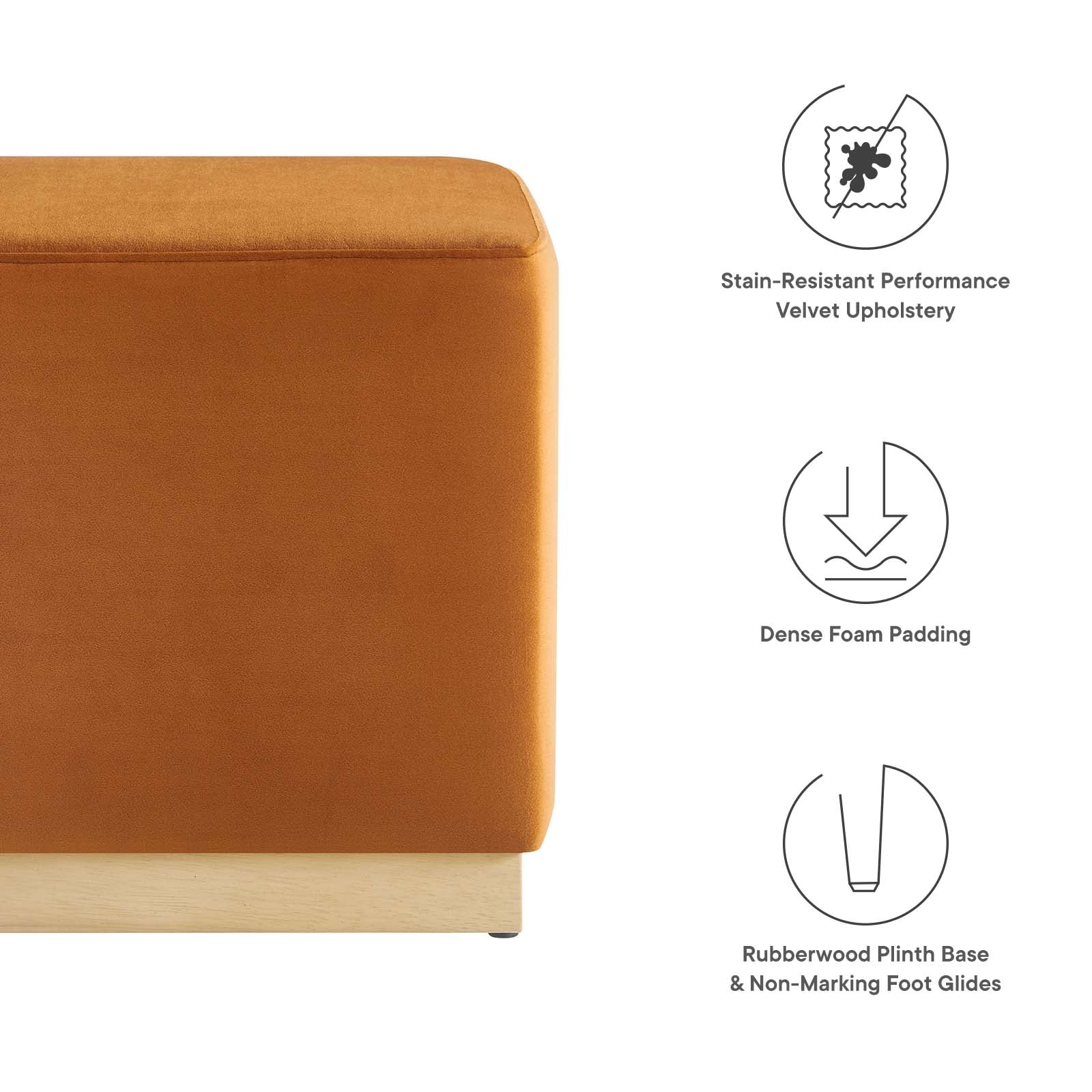 Tilden 17" Square Performance Velvet Upholstered Ottoman By Modway - EEI-6640 - Image 30