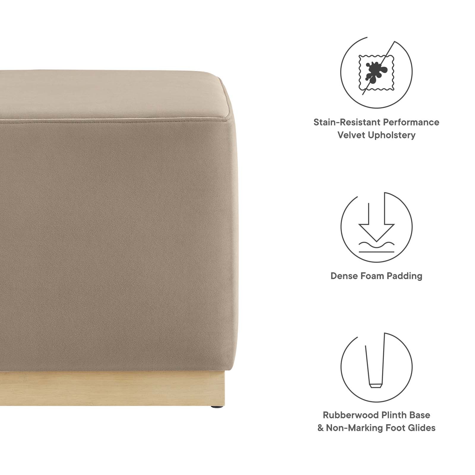 Tilden 17" Square Performance Velvet Upholstered Ottoman By Modway - EEI-6640 - Image 38