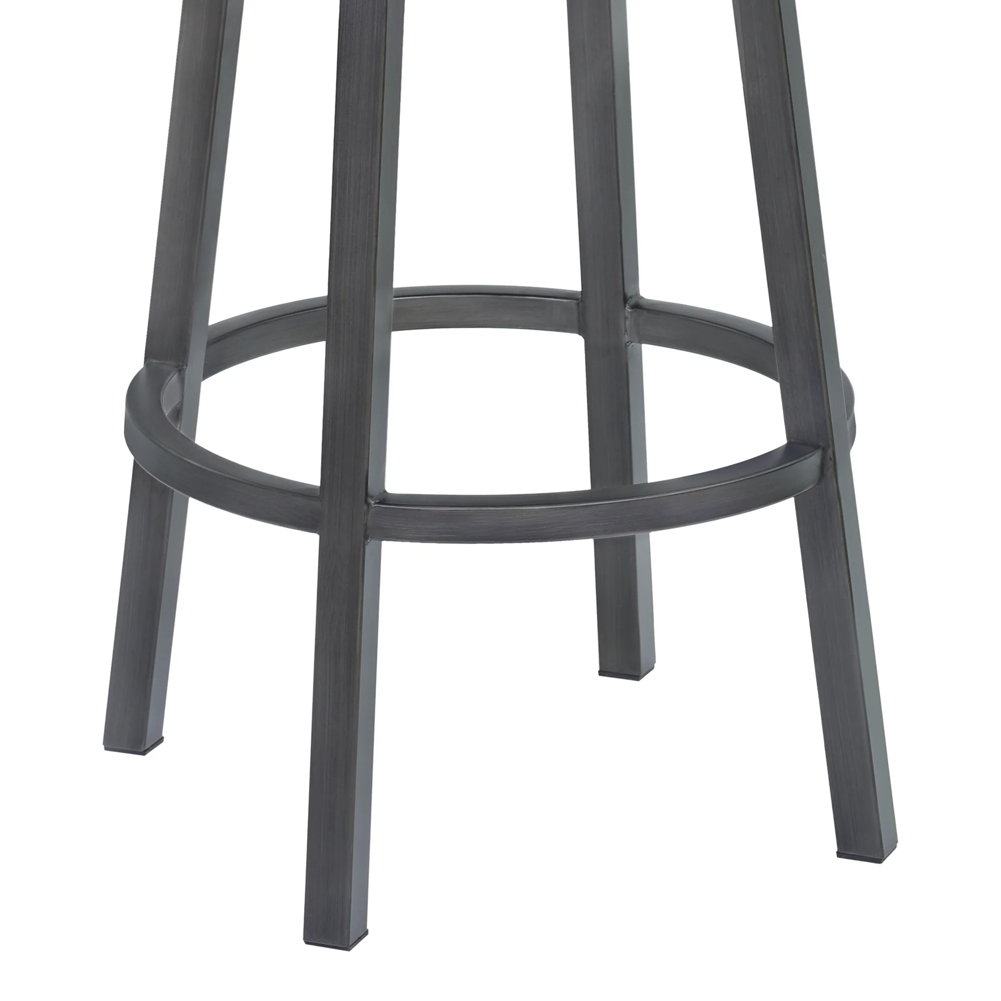 Tilden 30" Bar Height Metal Swivel Backless Barstool in Ford Black Faux Leather and Mineral Finish By Armen Living - Image 4