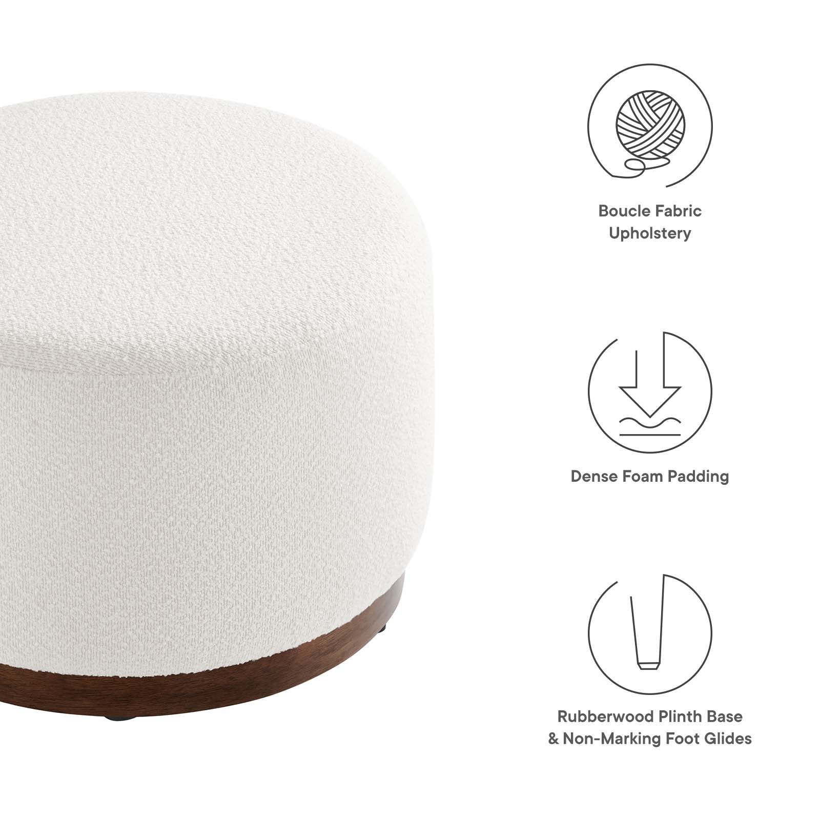Tilden Large 23" Round Boucle Upholstered Upholstered Ottoman By Modway - EEI-6683 - Image 6
