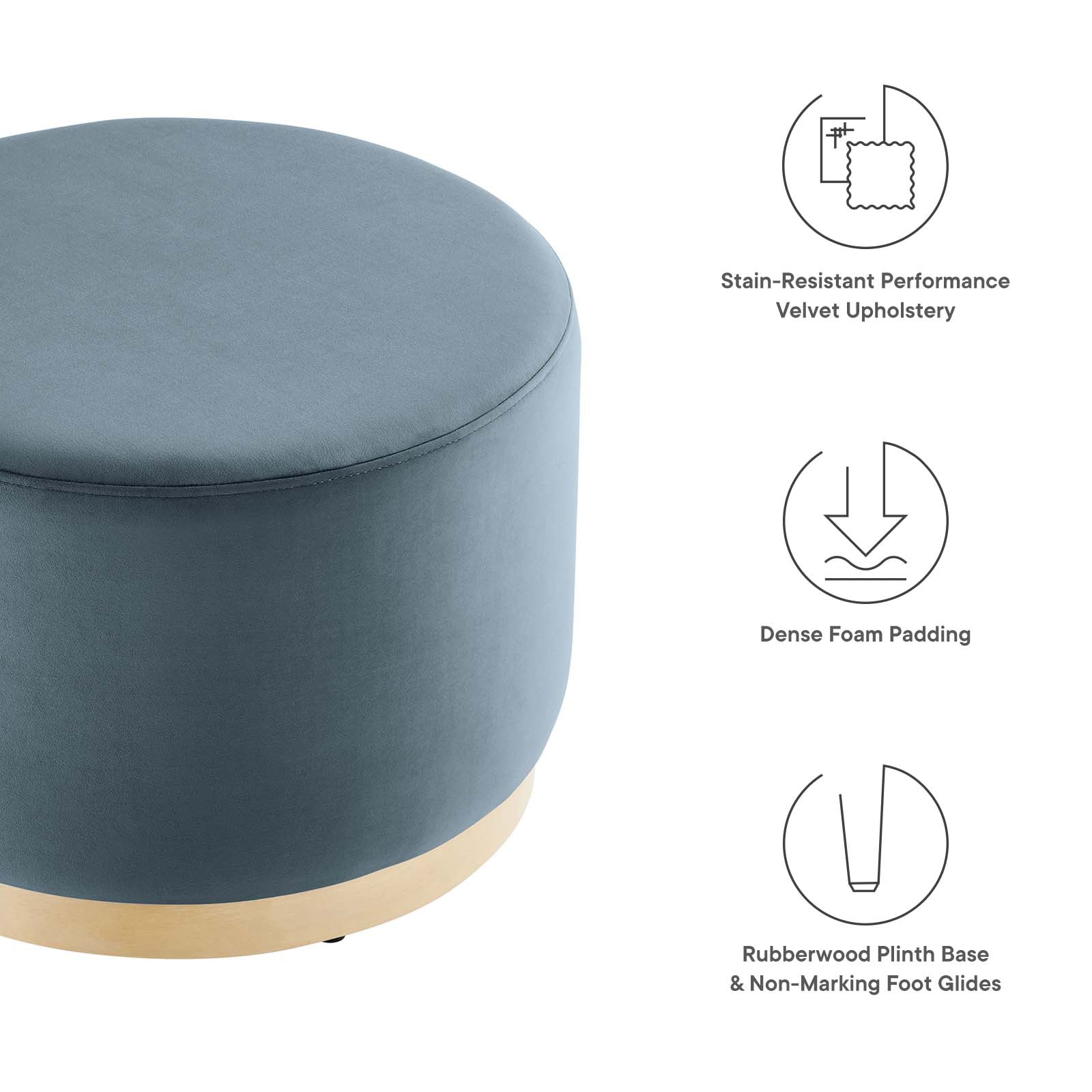 Tilden Large 23" Round Performance Velvet Upholstered Ottoman By Modway - EEI-6646 - Image 13