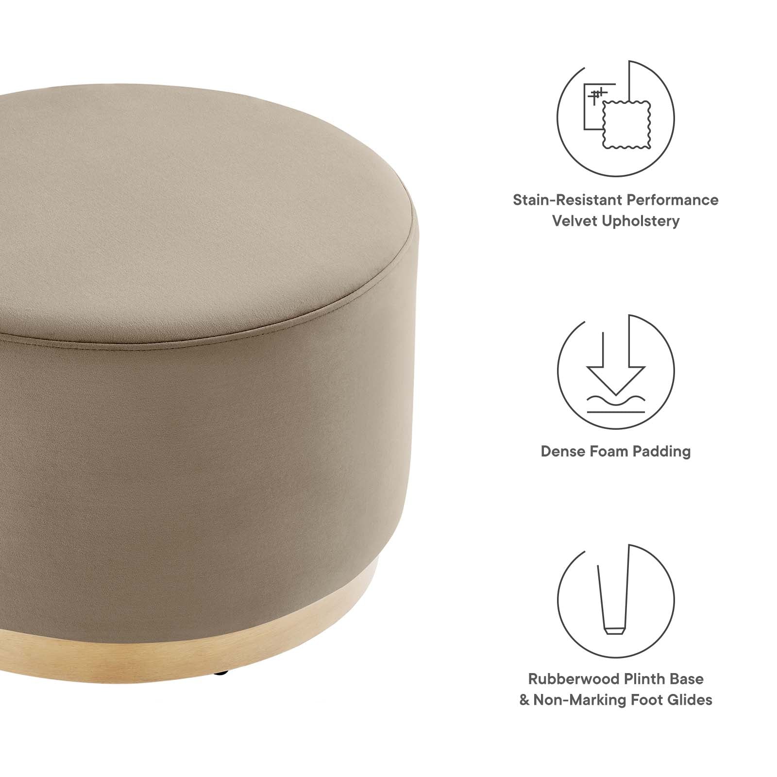 Tilden Large 23" Round Performance Velvet Upholstered Ottoman By Modway - EEI-6646 - Image 37