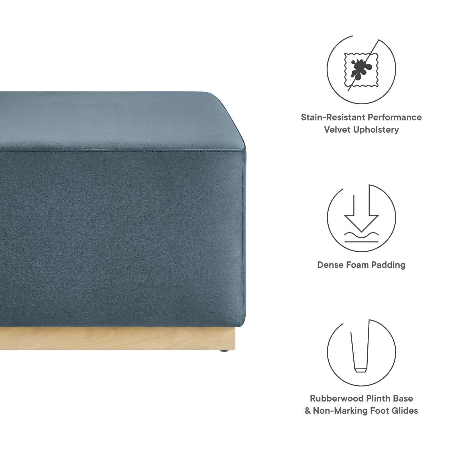 Tilden Large 28" Square Performance Velvet Upholstered Ottoman By Modway - EEI-6643 - Image 14