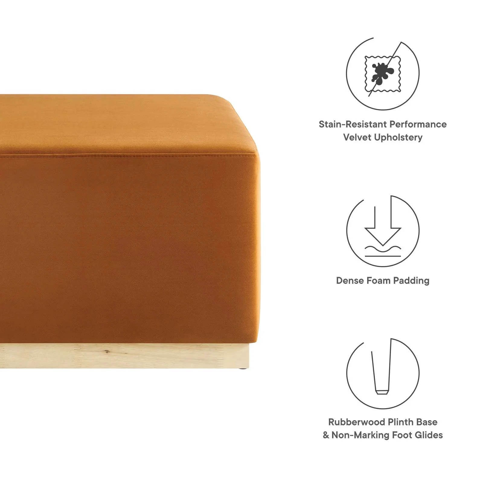 Tilden Large 28" Square Performance Velvet Upholstered Ottoman By Modway - EEI-6643 - Image 30