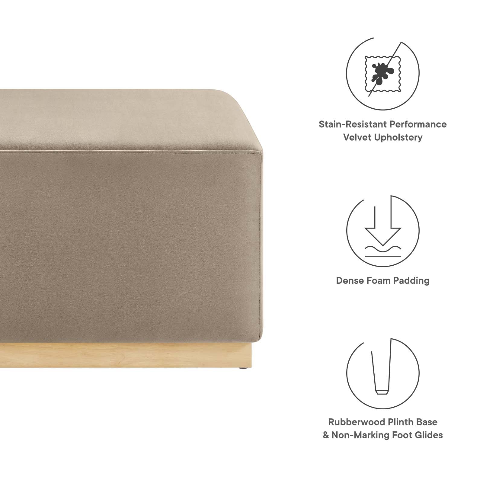Tilden Large 28" Square Performance Velvet Upholstered Ottoman By Modway - EEI-6643 - Image 38