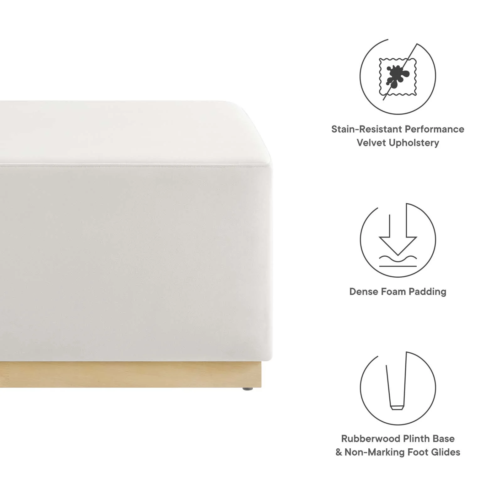 Tilden Large 28" Square Performance Velvet Upholstered Ottoman By Modway - EEI-6643 - Image 7