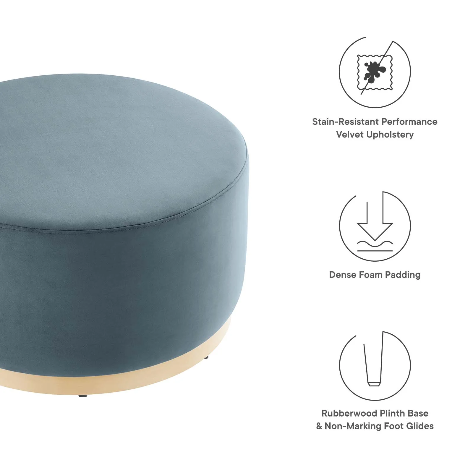 Tilden Large 29" Round Performance Velvet Upholstered Ottoman By Modway - EEI-6648 - Image 11