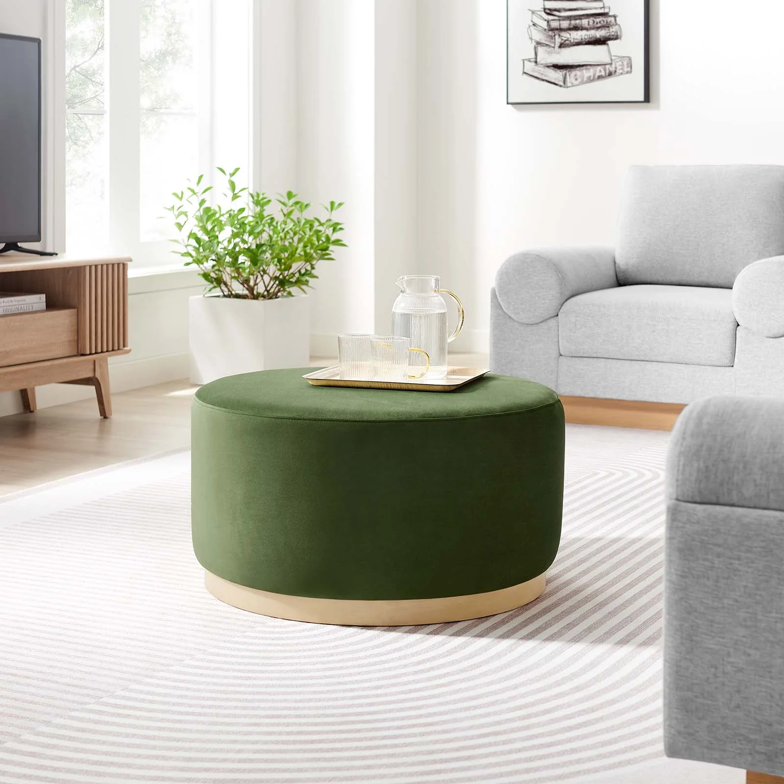 Tilden Large 29" Round Performance Velvet Upholstered Ottoman By Modway - EEI-6648 - Image 21