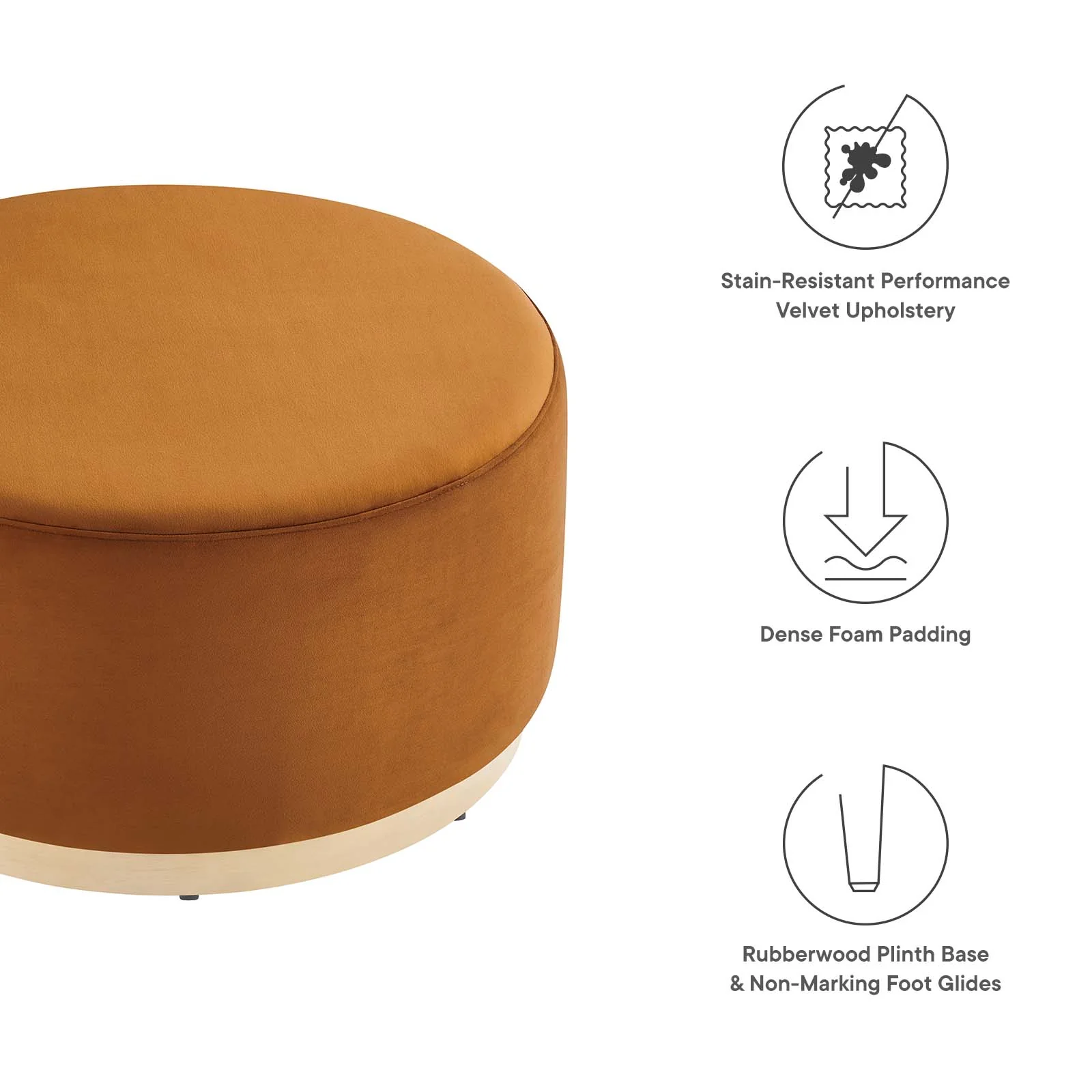 Tilden Large 29" Round Performance Velvet Upholstered Ottoman By Modway - EEI-6648 - Image 25