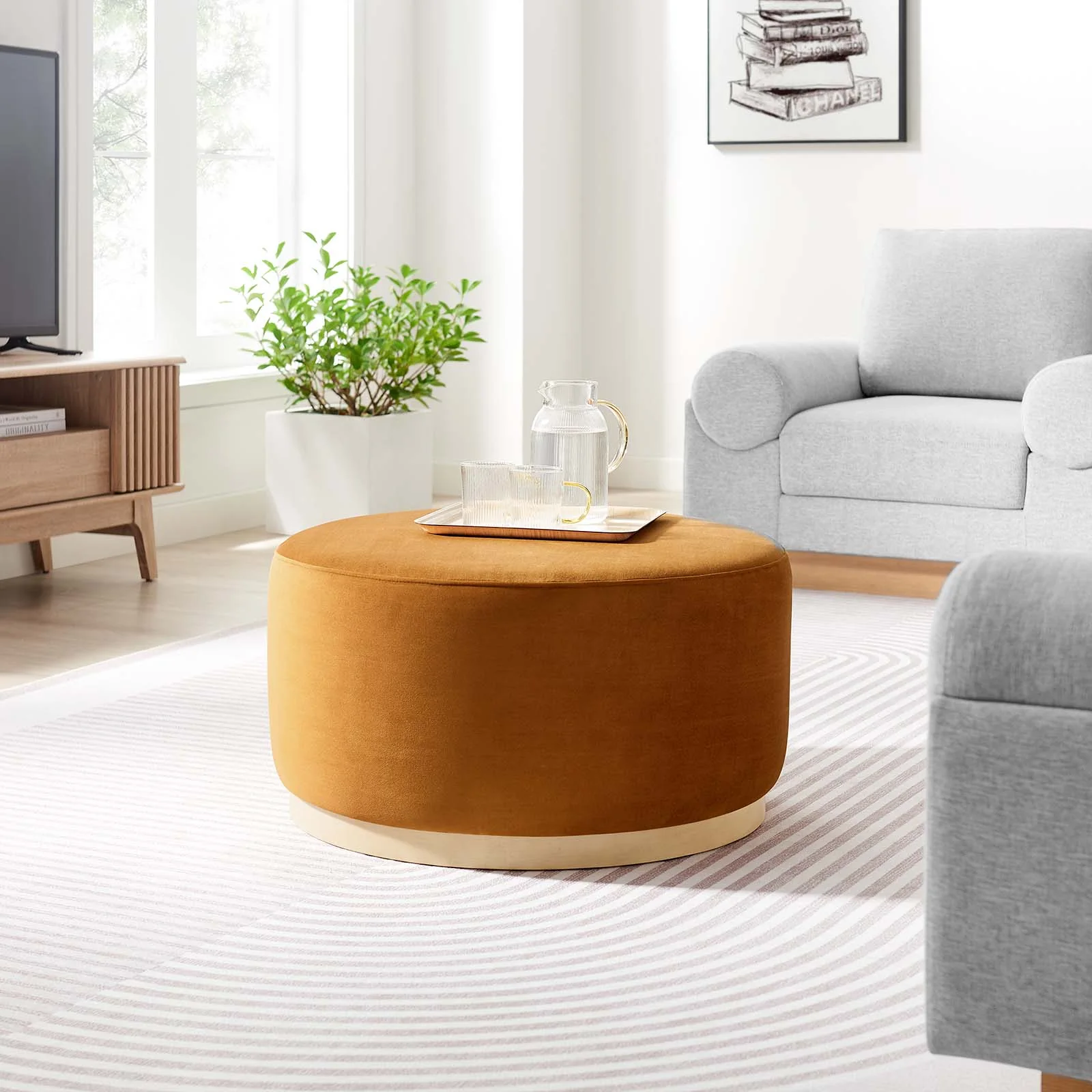 Tilden Large 29" Round Performance Velvet Upholstered Ottoman By Modway - EEI-6648 - Image 28