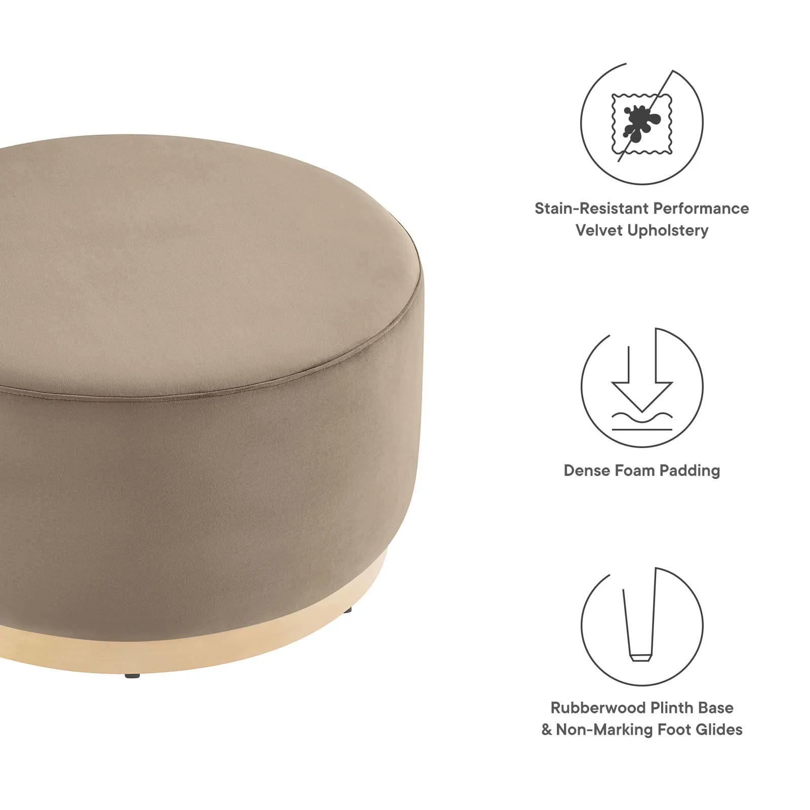 Tilden Large 29" Round Performance Velvet Upholstered Ottoman By Modway - EEI-6648 - Image 32