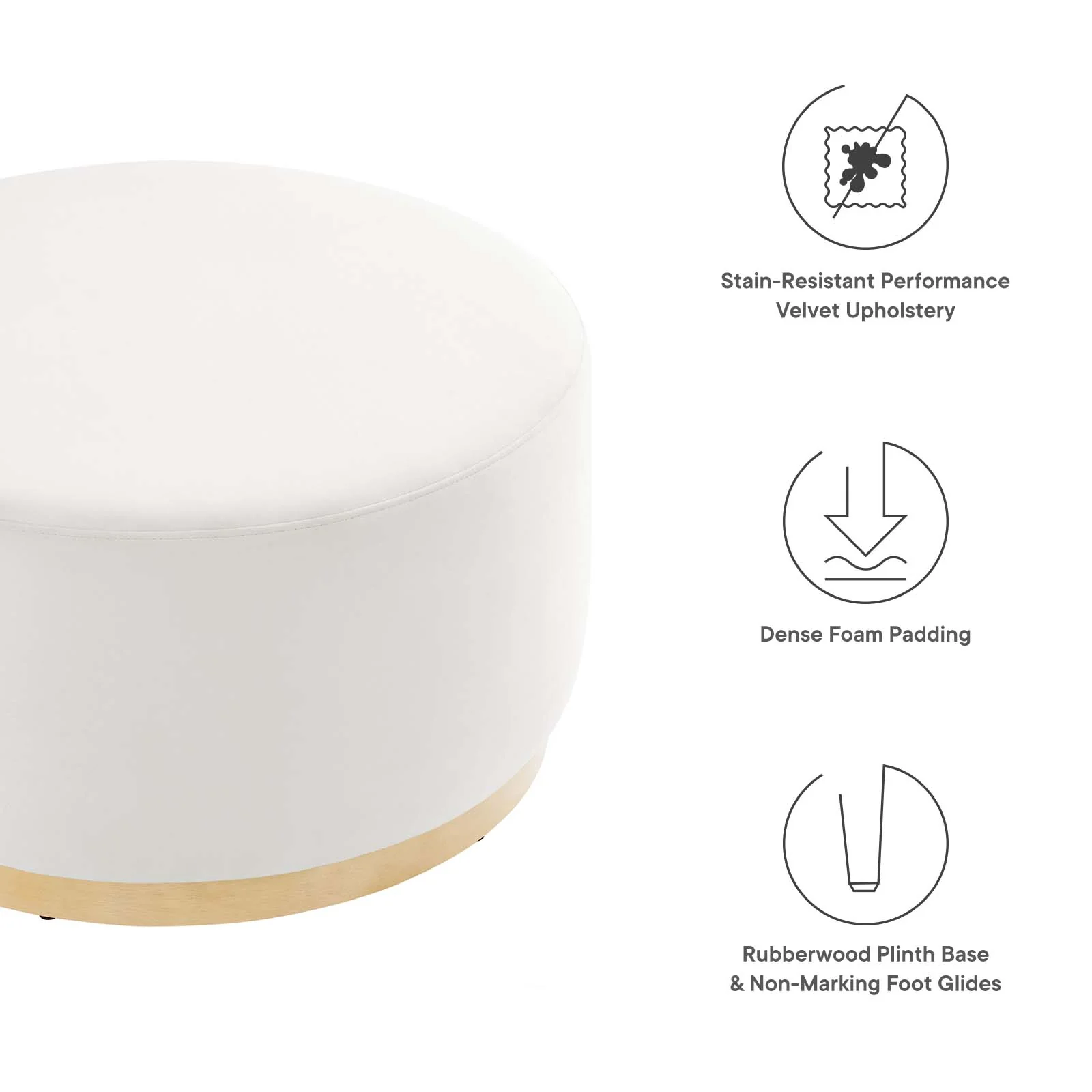 Tilden Large 29" Round Performance Velvet Upholstered Ottoman By Modway - EEI-6648 - Image 5