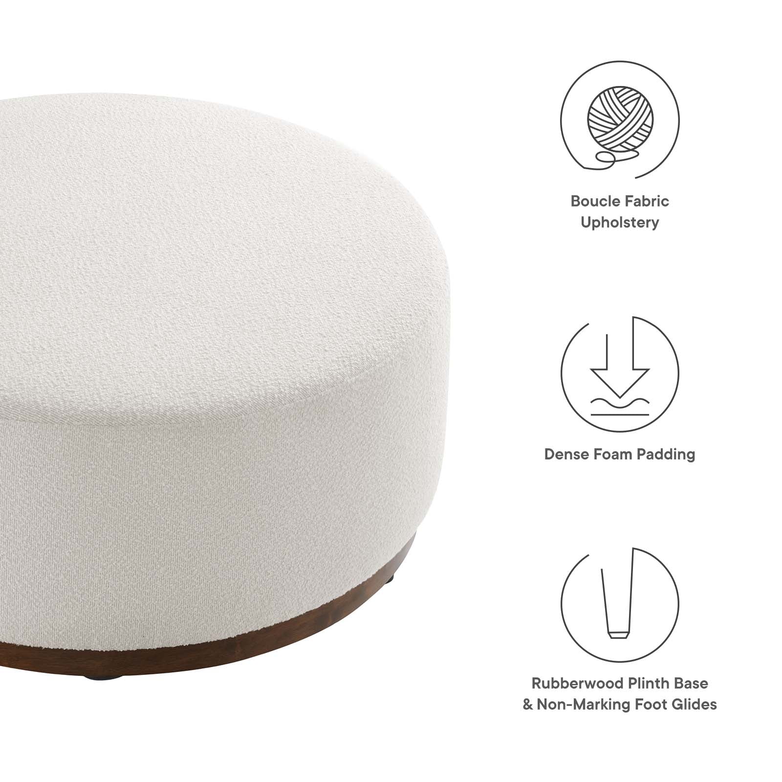 Tilden Large 38" Round Boucle Upholstered Upholstered Ottoman By Modway - EEI-6682 - Image 5