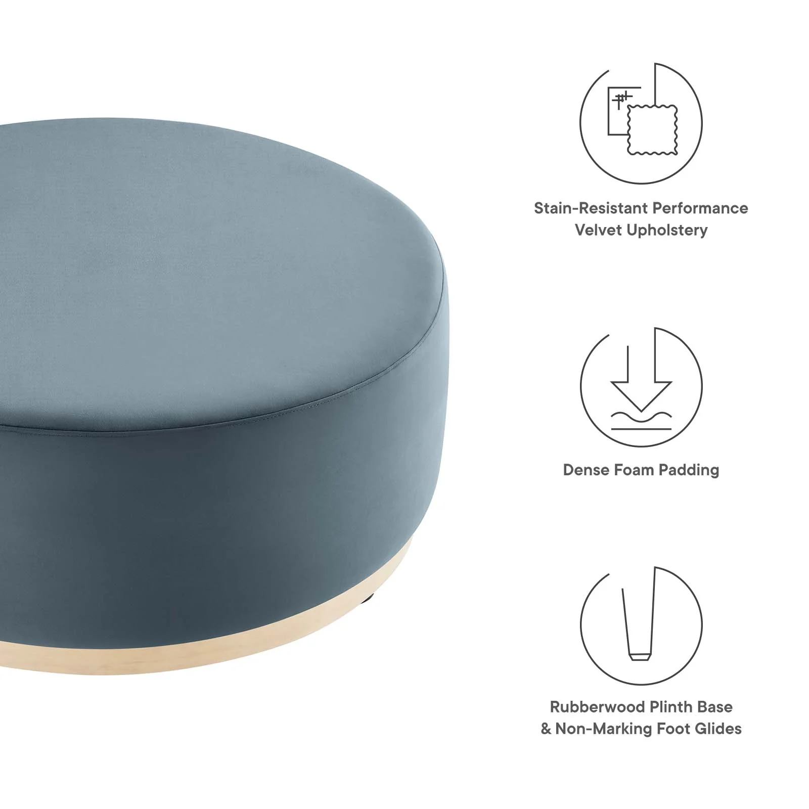 Tilden Large 38" Round Performance Velvet Upholstered Ottoman By Modway - EEI-6650 - Image 11