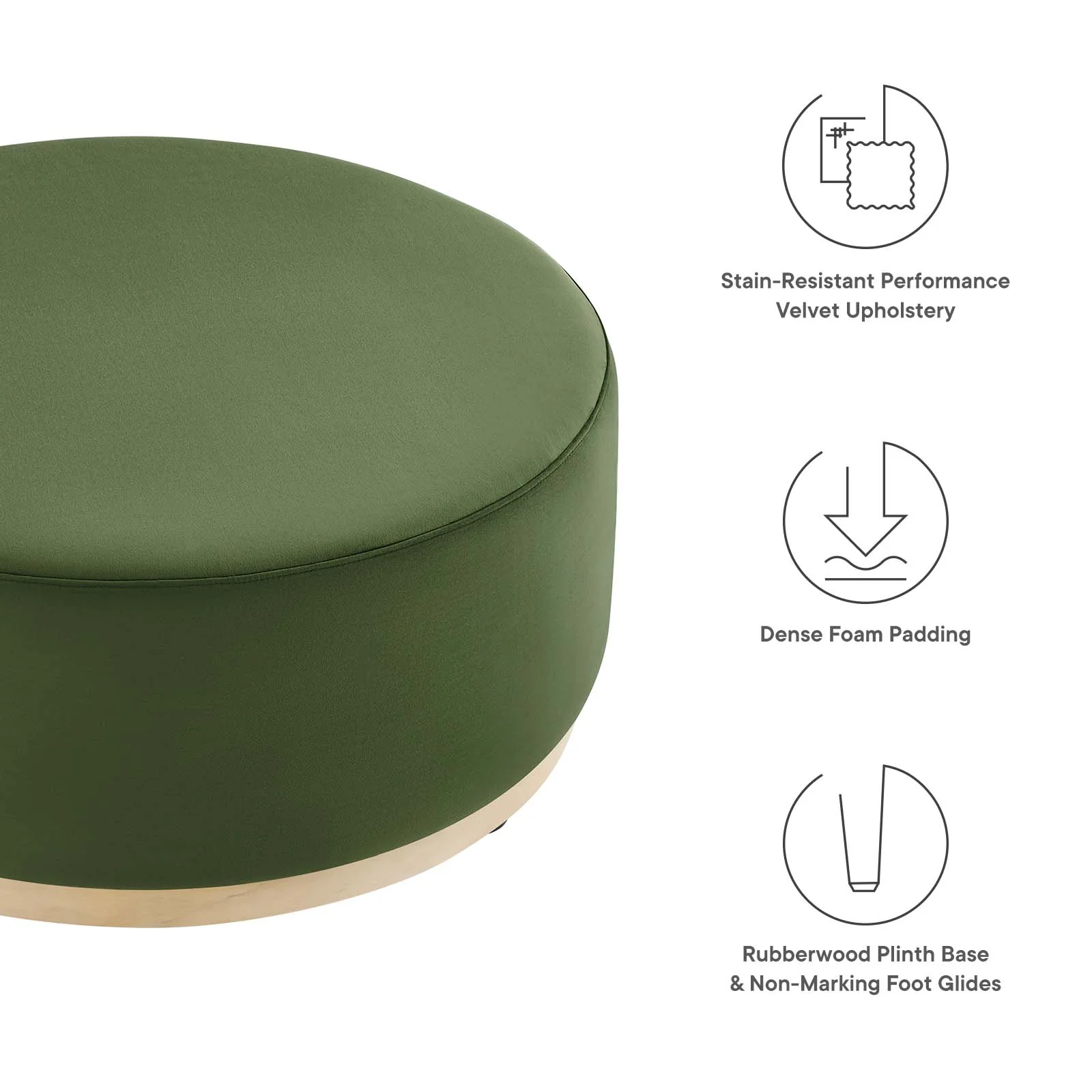 Tilden Large 38" Round Performance Velvet Upholstered Ottoman By Modway - EEI-6650 - Image 18