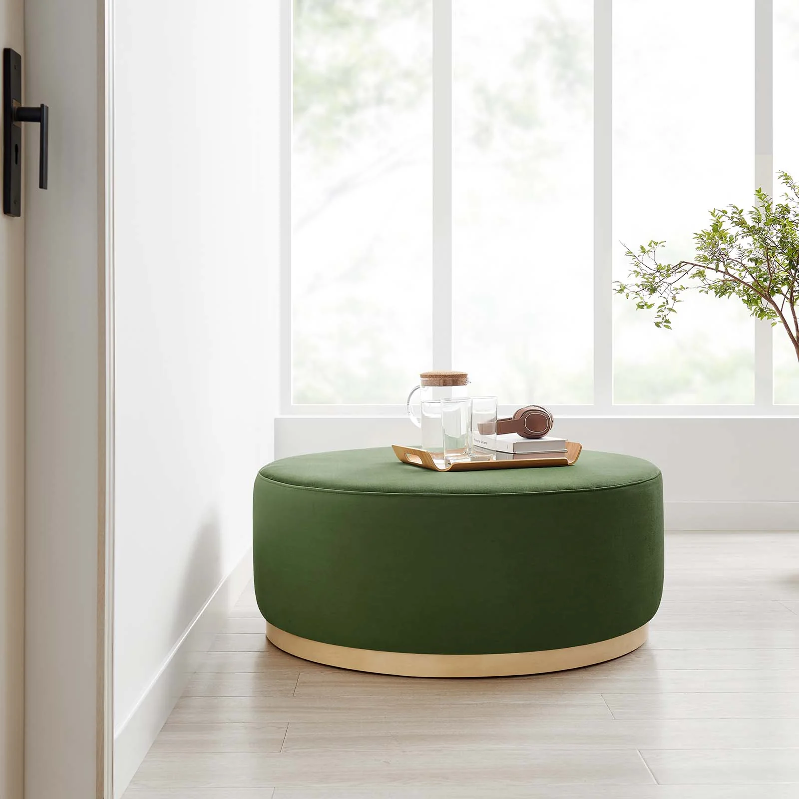 Tilden Large 38" Round Performance Velvet Upholstered Ottoman By Modway - EEI-6650 - Image 21