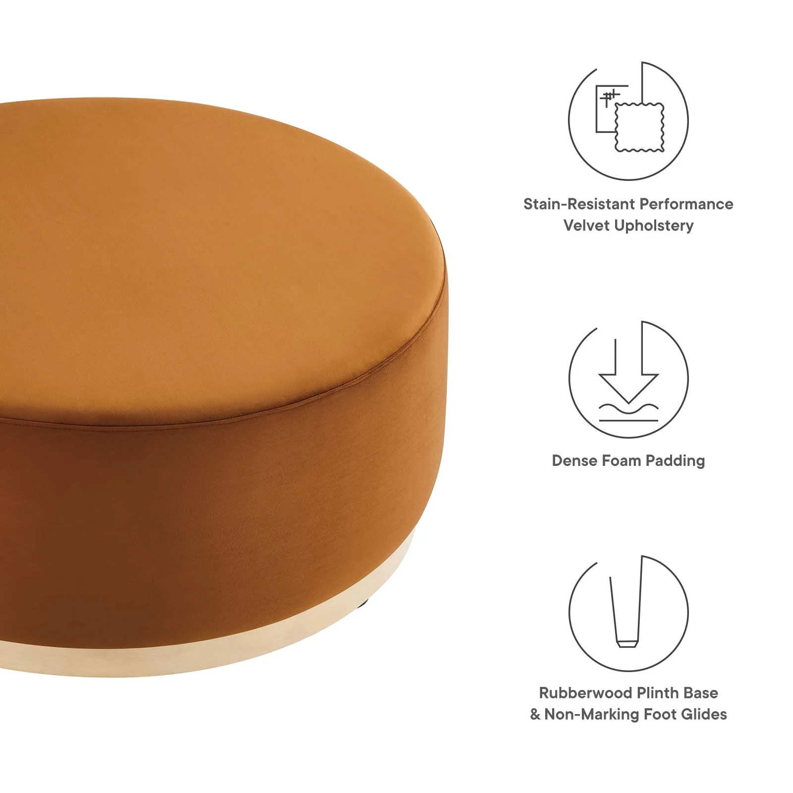 Tilden Large 38" Round Performance Velvet Upholstered Ottoman By Modway - EEI-6650 - Image 25