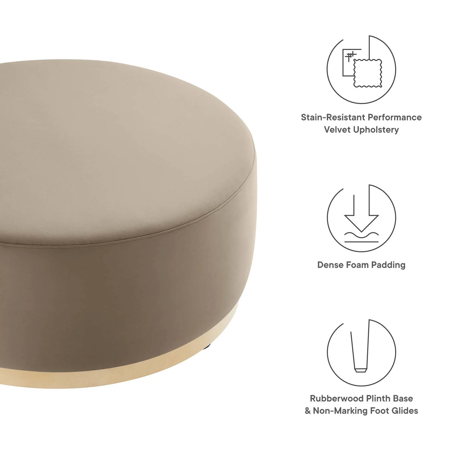 Tilden Large 38" Round Performance Velvet Upholstered Ottoman By Modway - EEI-6650 - Image 32