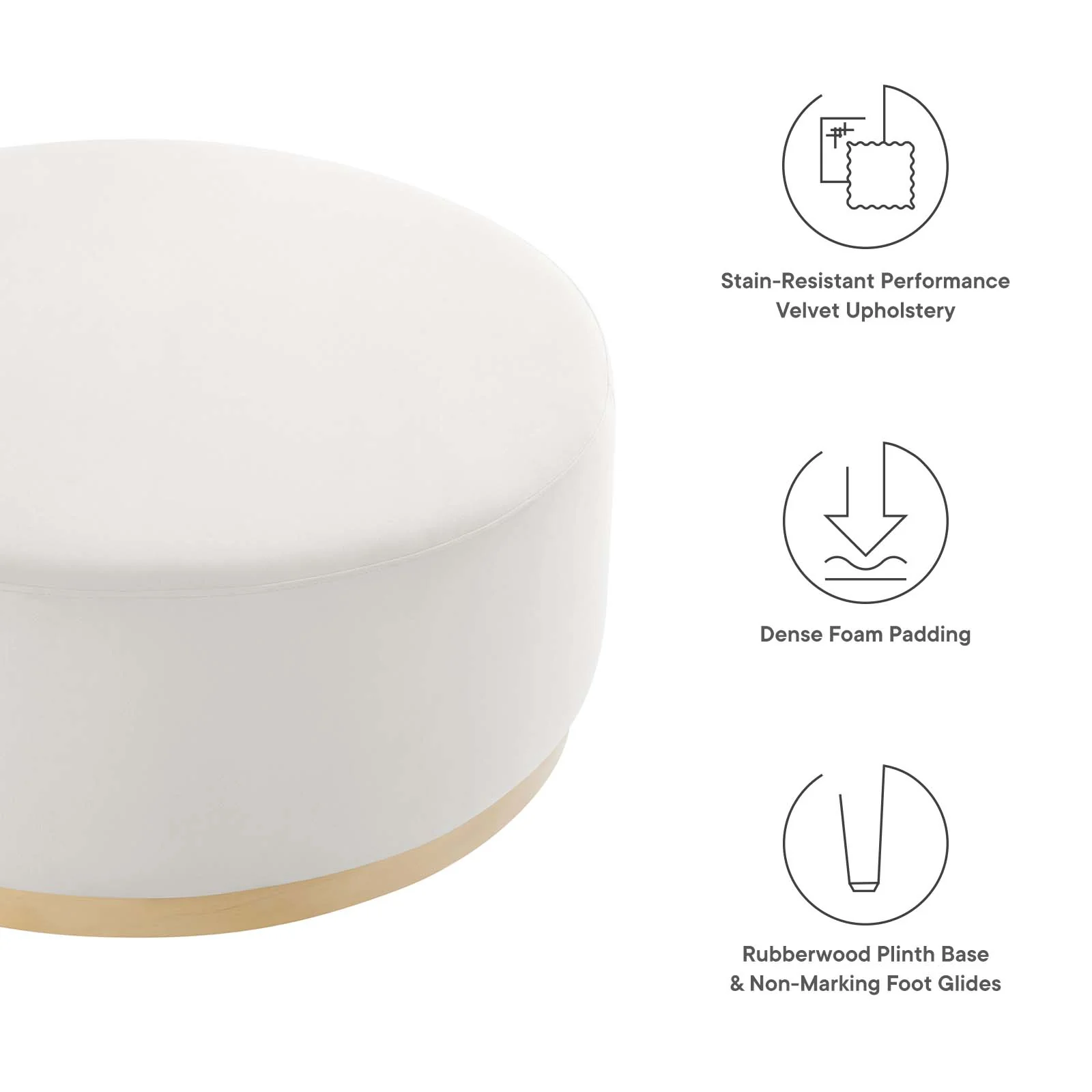 Tilden Large 38" Round Performance Velvet Upholstered Ottoman By Modway - EEI-6650 - Image 5