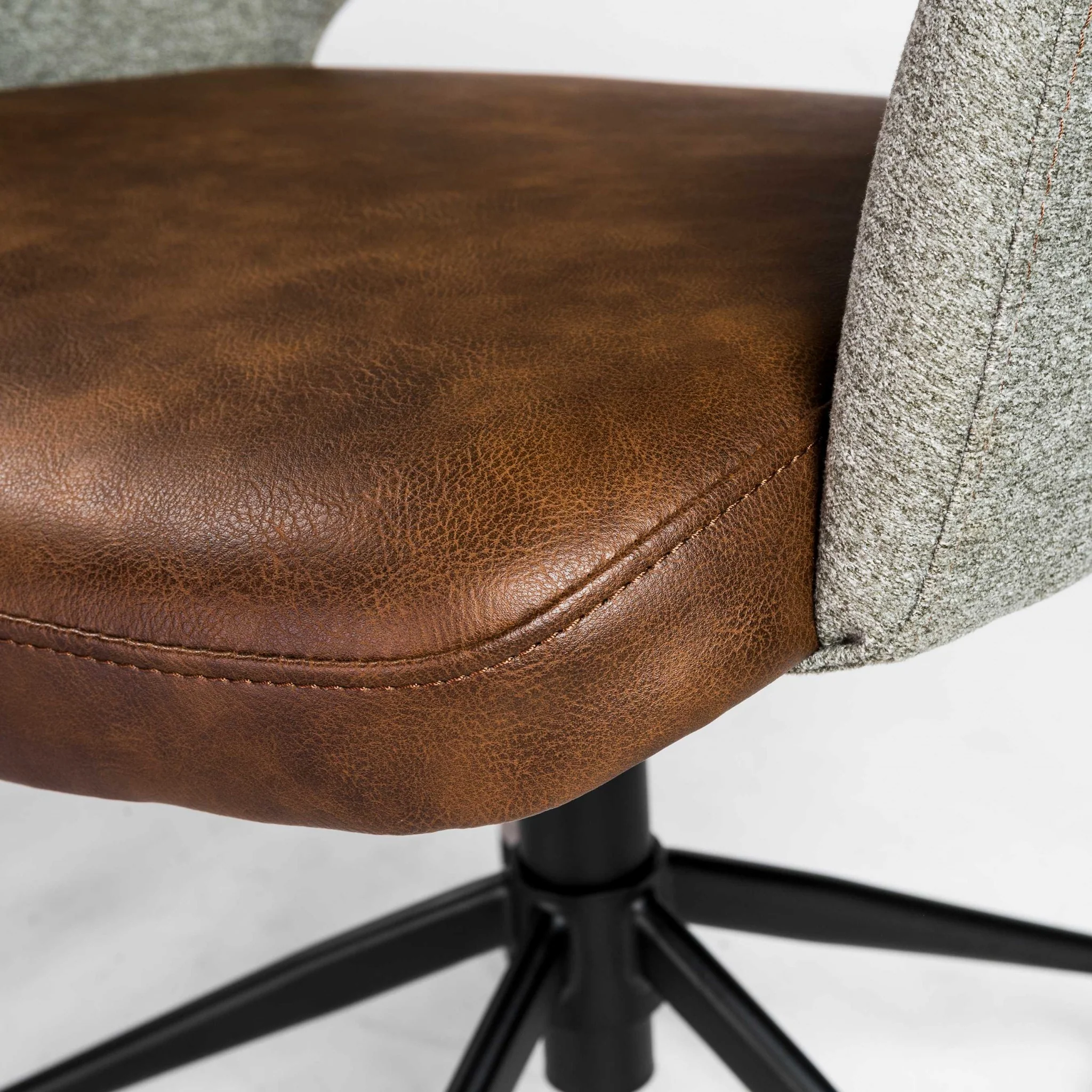 Tilt Office Chair in Blue Fabric and Leatherette with Black Base By Homeroots - Image 11